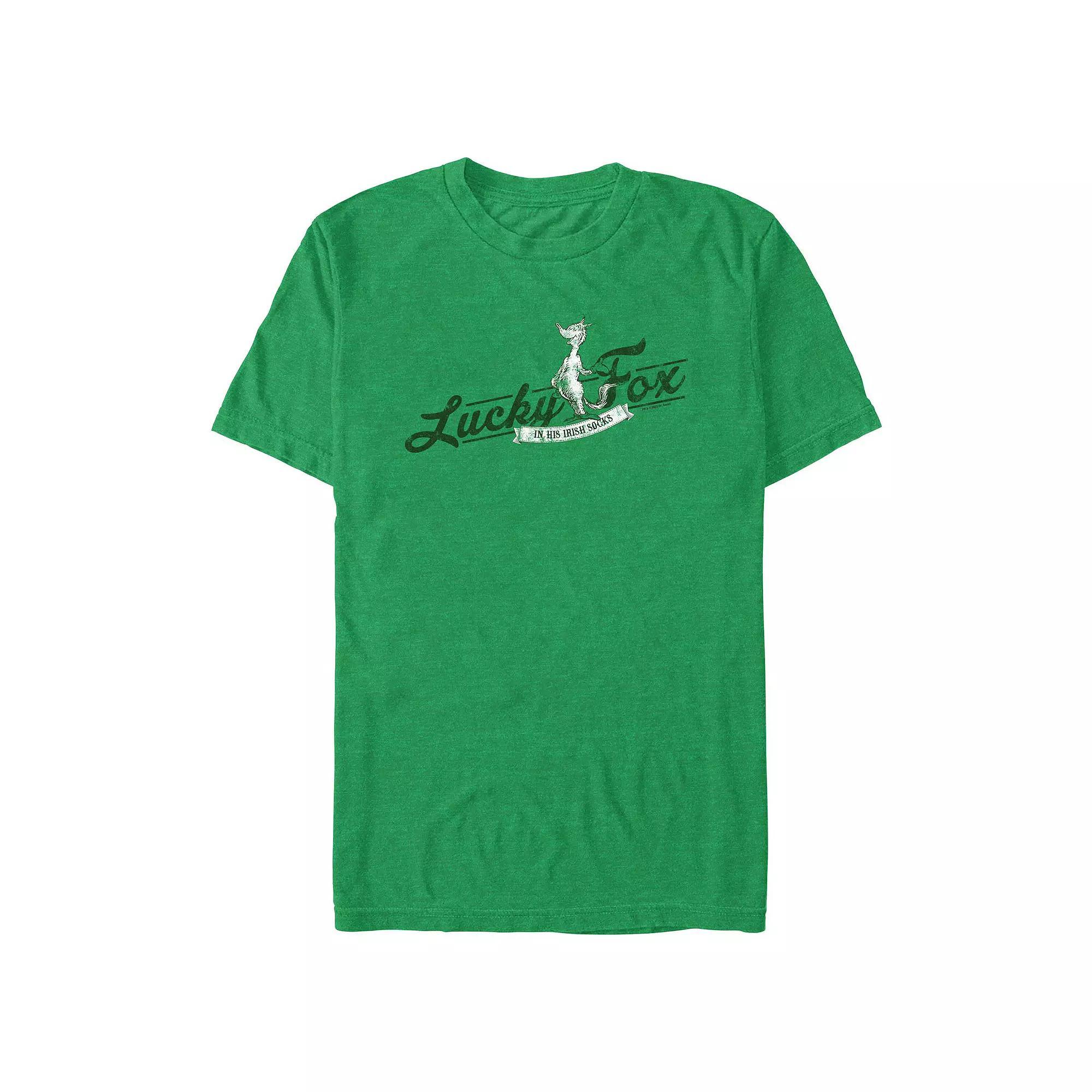 Big & Tall Lucky Fox In His Irish Socks Graphic Tee, Men's, Size: 4XL Tall, Kelly Grey Product Image