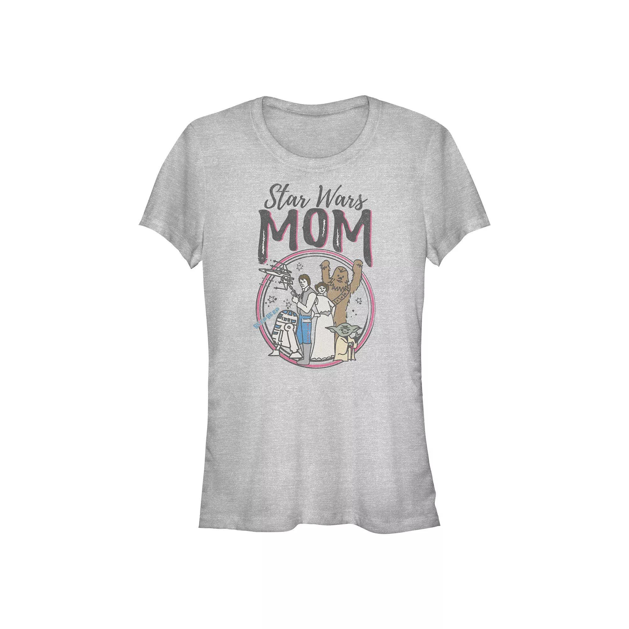 Women's Star Wars Mom Character Collage Fitted Graphic Tee, Size: Medium, Athletic Grey Product Image