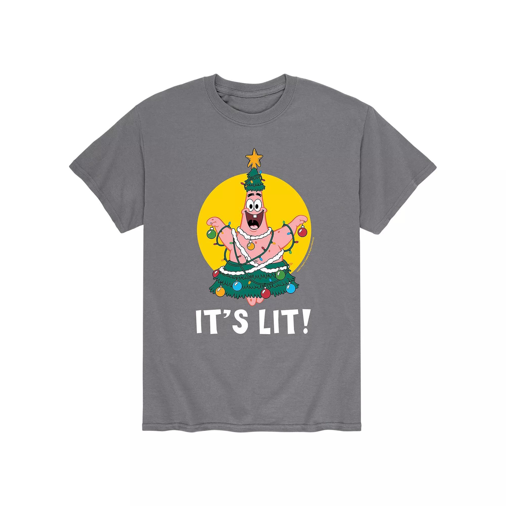 Mens SpongeBob SquarePants Patrick Lights Tee Grey Product Image