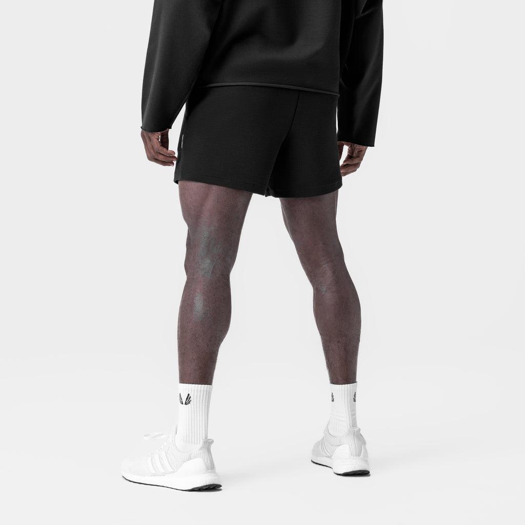 0954. Waffle Knit Sweat Short - Black Product Image