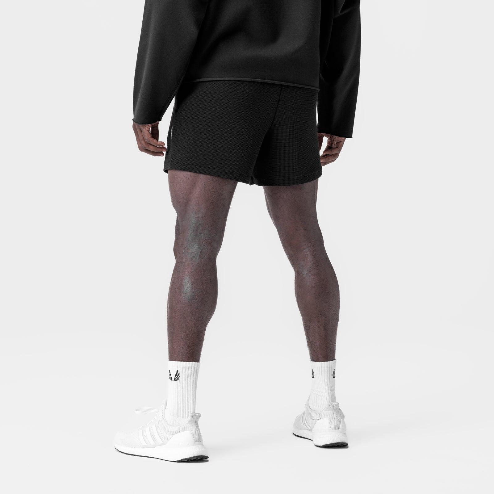 0954. Waffle Knit Sweat Short - Black Product Image