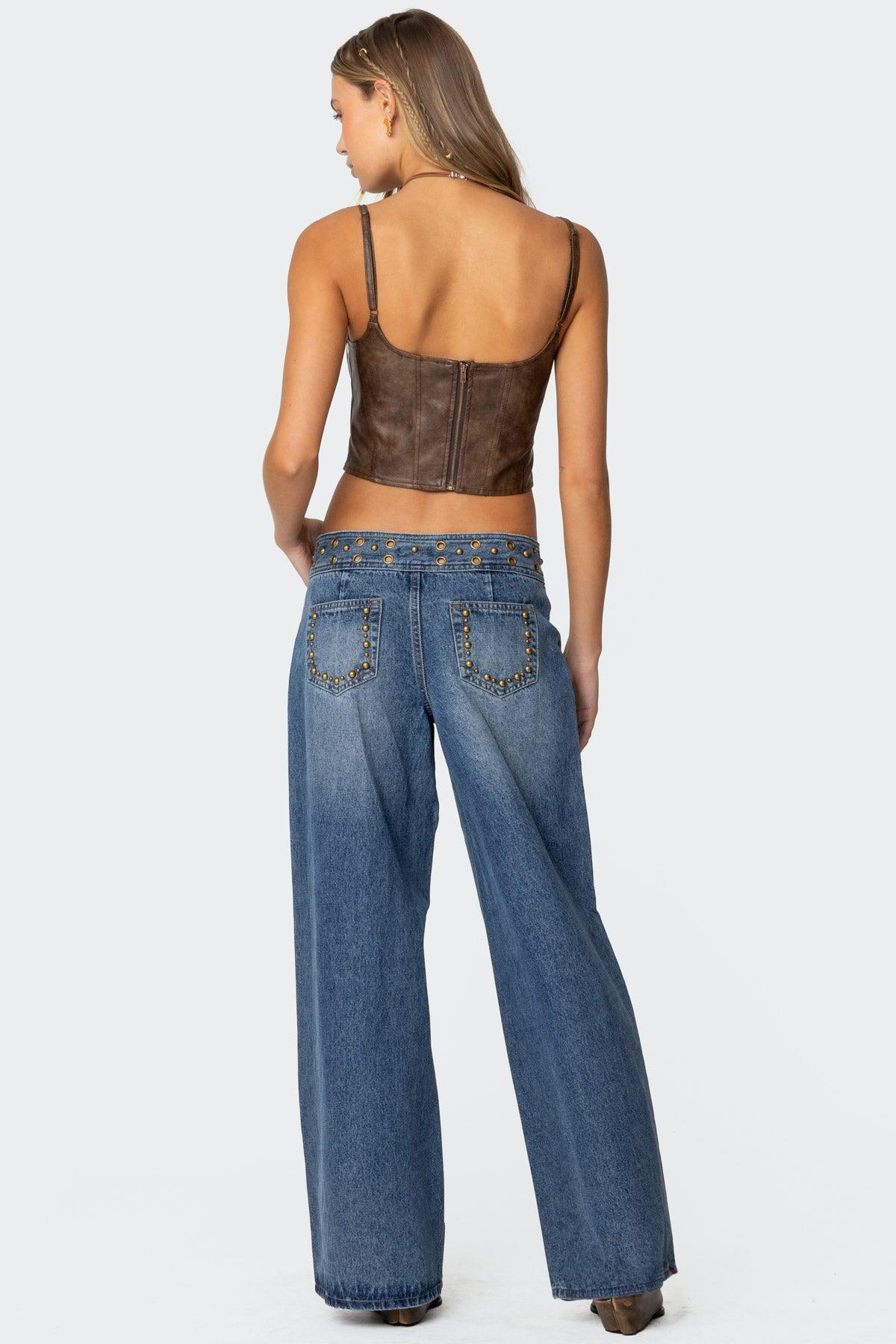 Stud & Grommet Low Rise Jeans Product Image