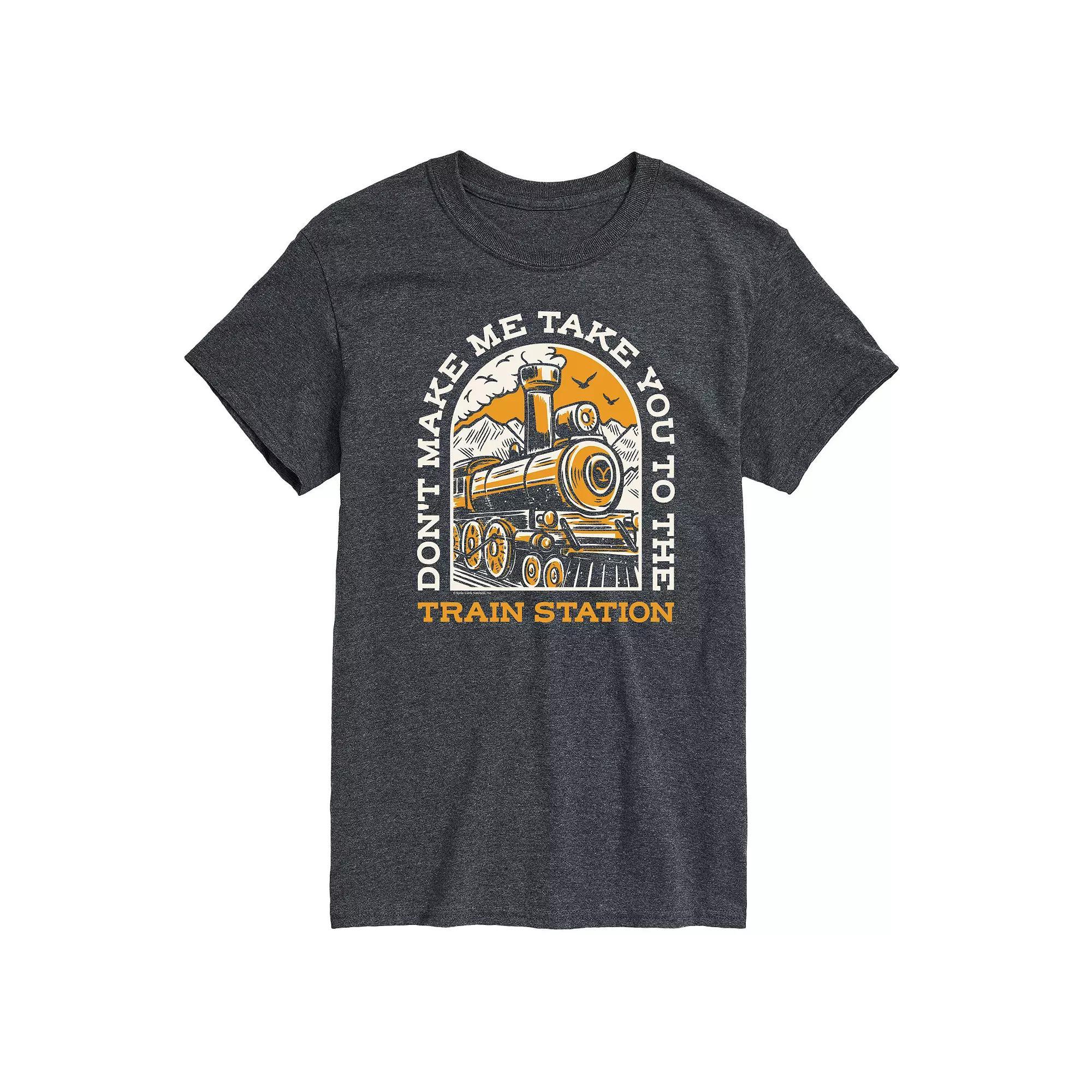 Mens Yellowstone Take You Train Station Graphic Tee Blue Product Image