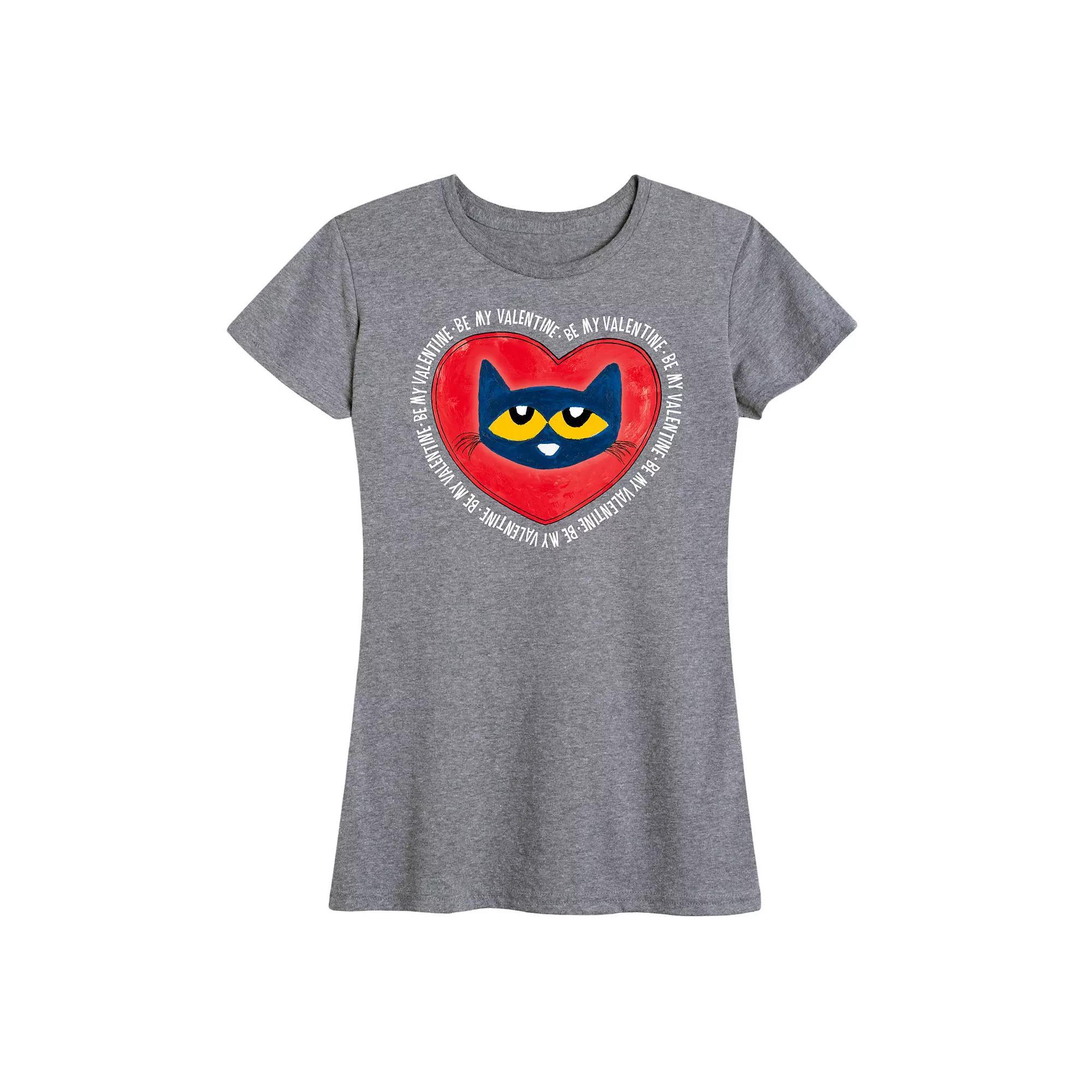 Womens Pete The Cat Be My Valentine Pete Face Graphic Tee Blue Product Image