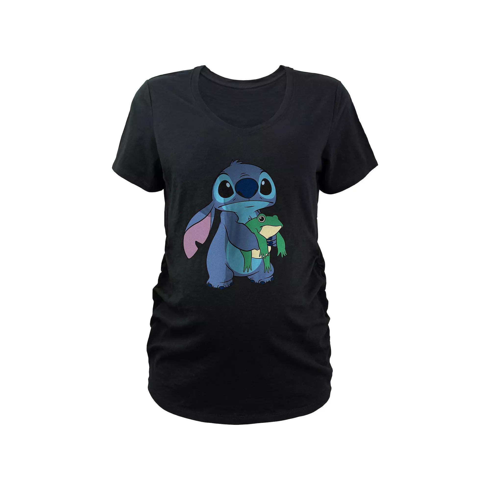 Disney's Lilo & Stitch Enjoying Ice Cream Maternity Graphic Tee, Women's, Size: Small-Mat, Black Product Image