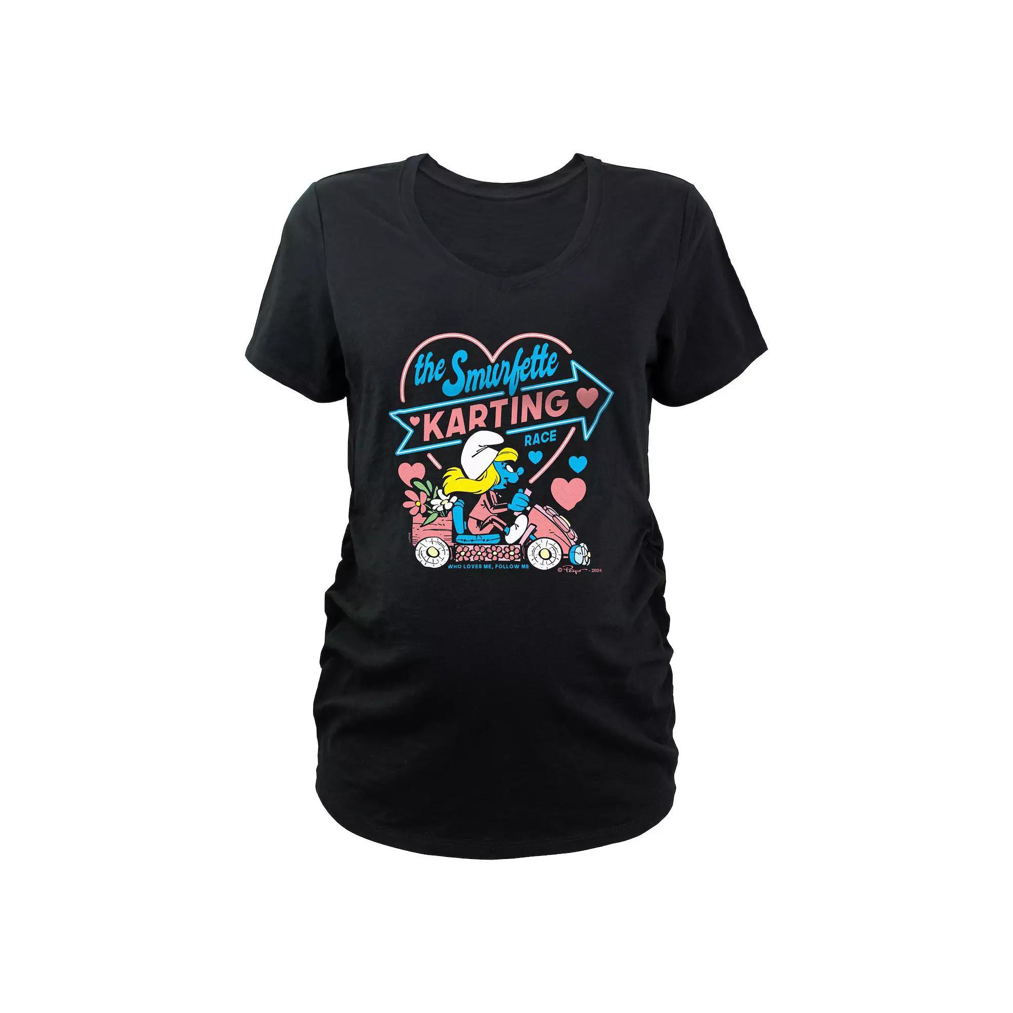 Maternity Smurfs The Smurfette Karting Race Graphic Tee, Women's, Size: XL-Mat, Black Product Image