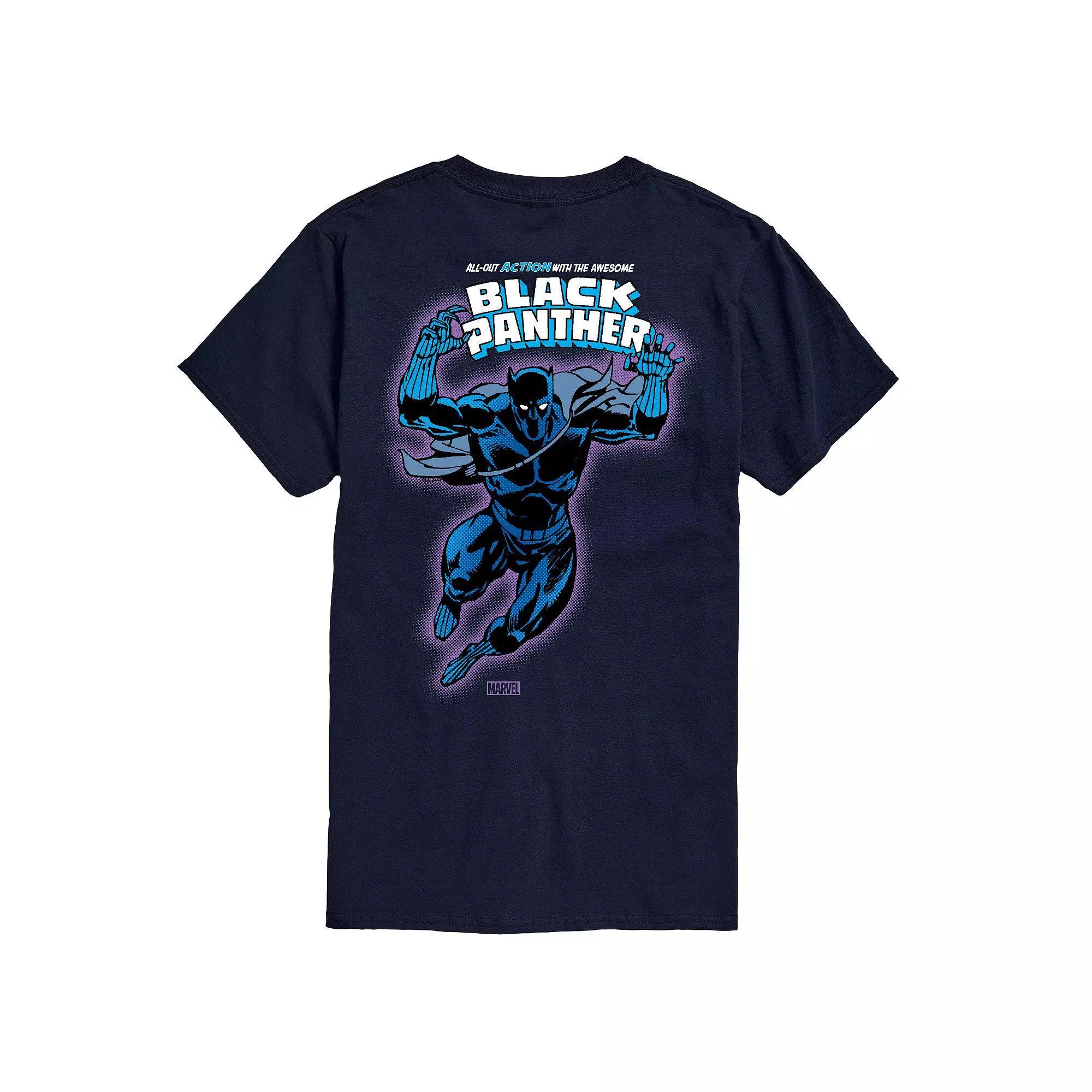 Big & Tall Black Panther All-Out Action Comic Graphic Tee, Mens Blue Product Image