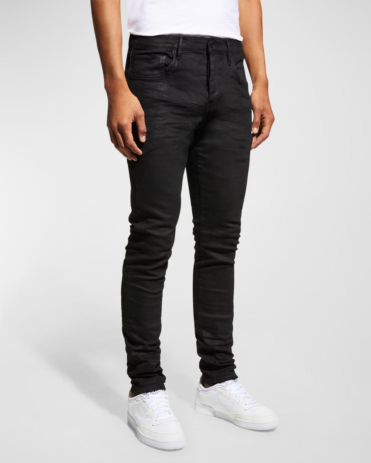Mens P001 Black Resin Skinny Jeans Product Image