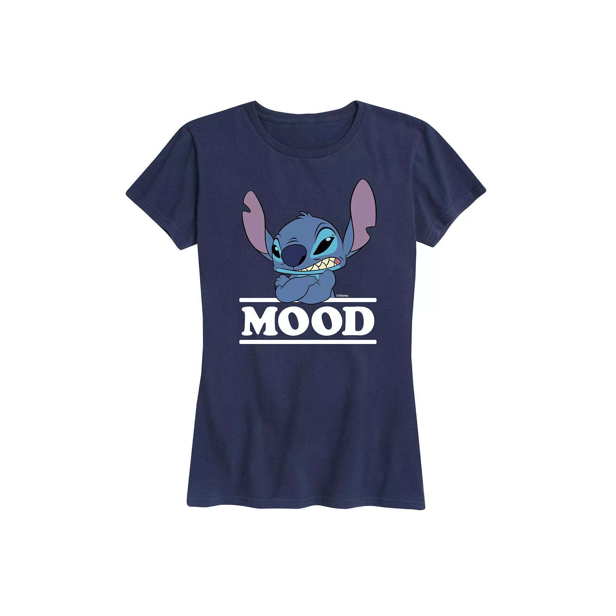 Disneys Lilo & Stitch Womens Mood Graphic Tee Grey Gray Product Image