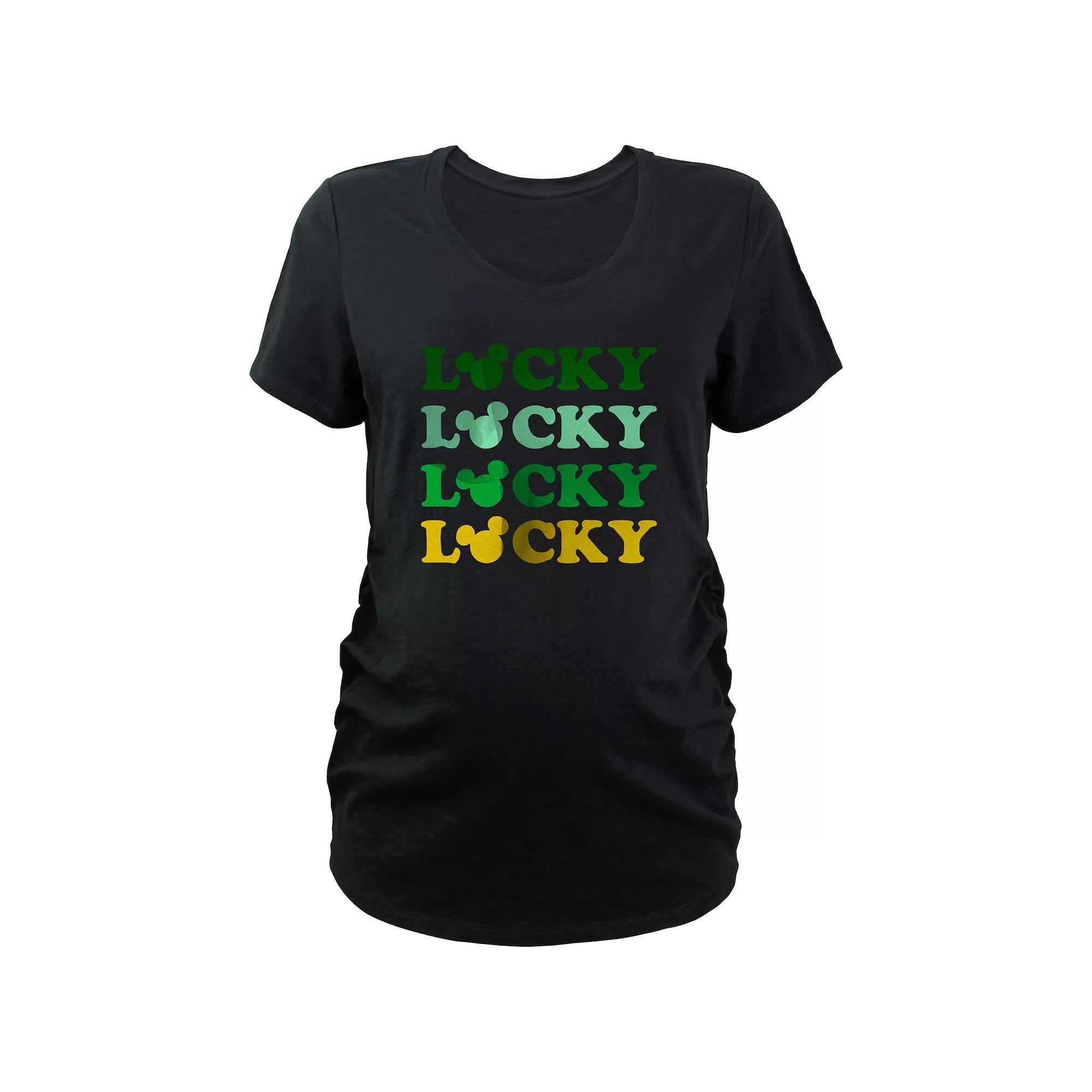 Disney's Mickey Mouse Lucky Maternity Graphic Tee, Women's, Size: Large-Mat, Black Product Image
