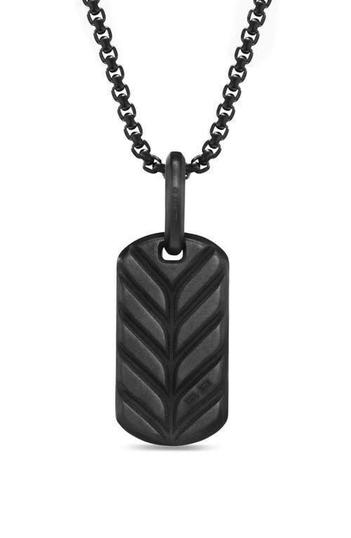 Mens Chevron Tag in Black Titanium with Sterling Silver with Black Diamonds, 21mm Product Image