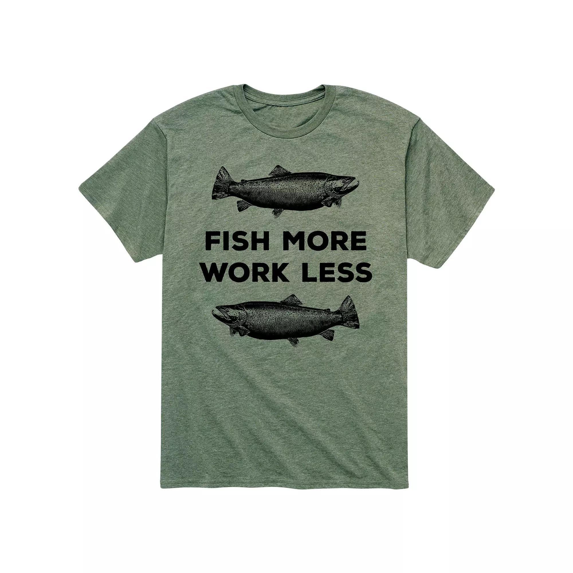 Men's Fish More Work Less Tee, Size: XXL, Green Product Image
