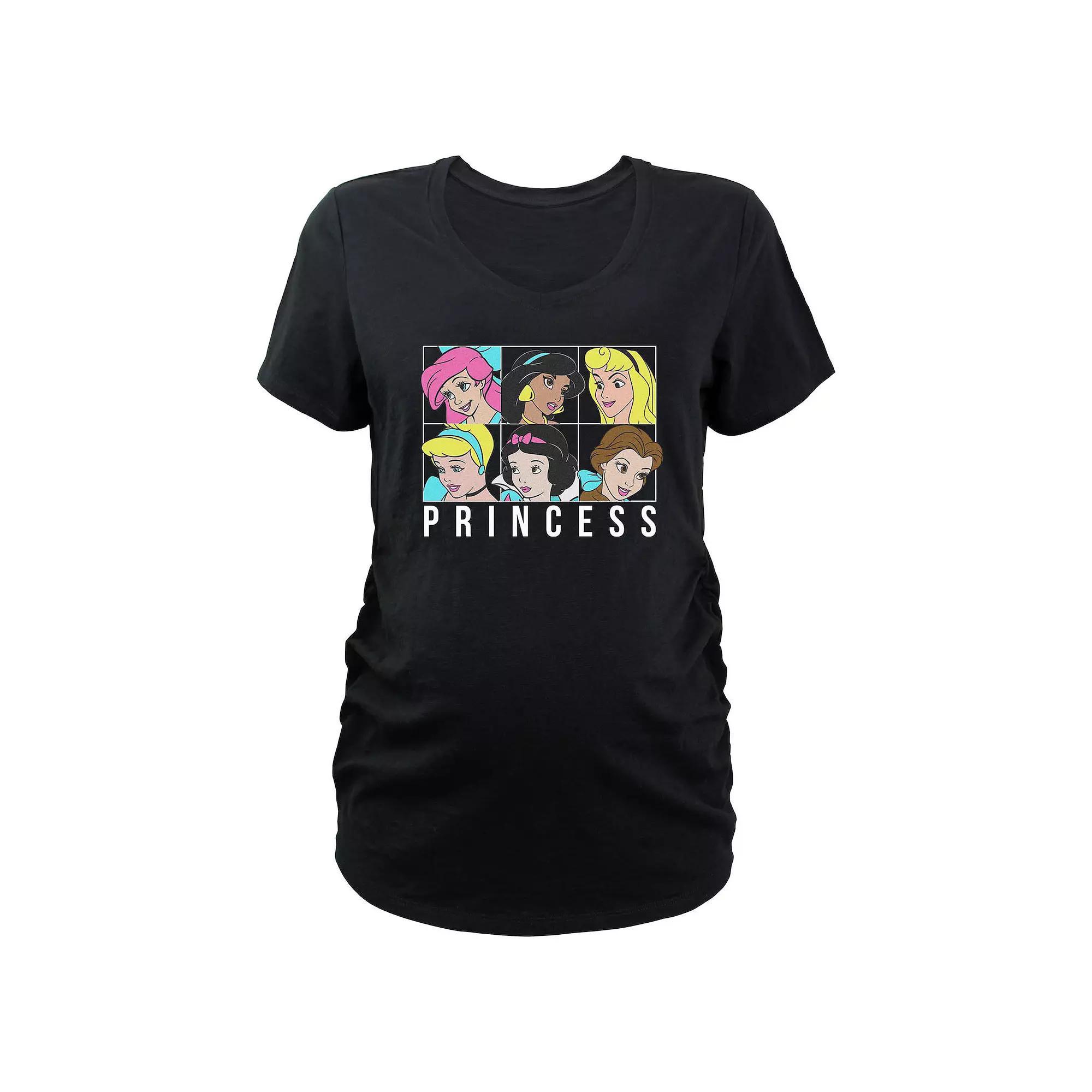 Maternity Disney Princess Head Portraits V-Neck Graphic Tee, Women's, Size: XXL-MAT, Black Product Image