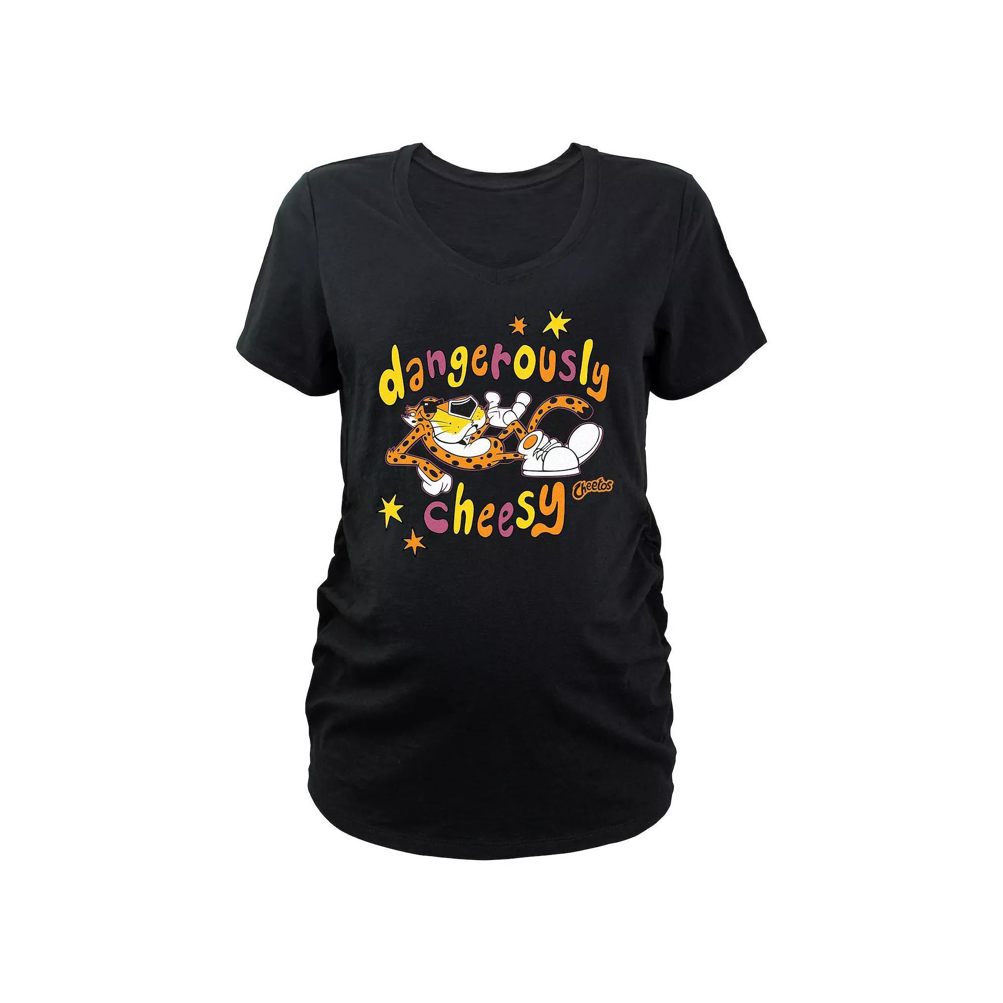 Maternity Cheetos Dangerously Cheesy V-Neck Graphic Tee, Women's, Size: XXL-MAT, Black Product Image