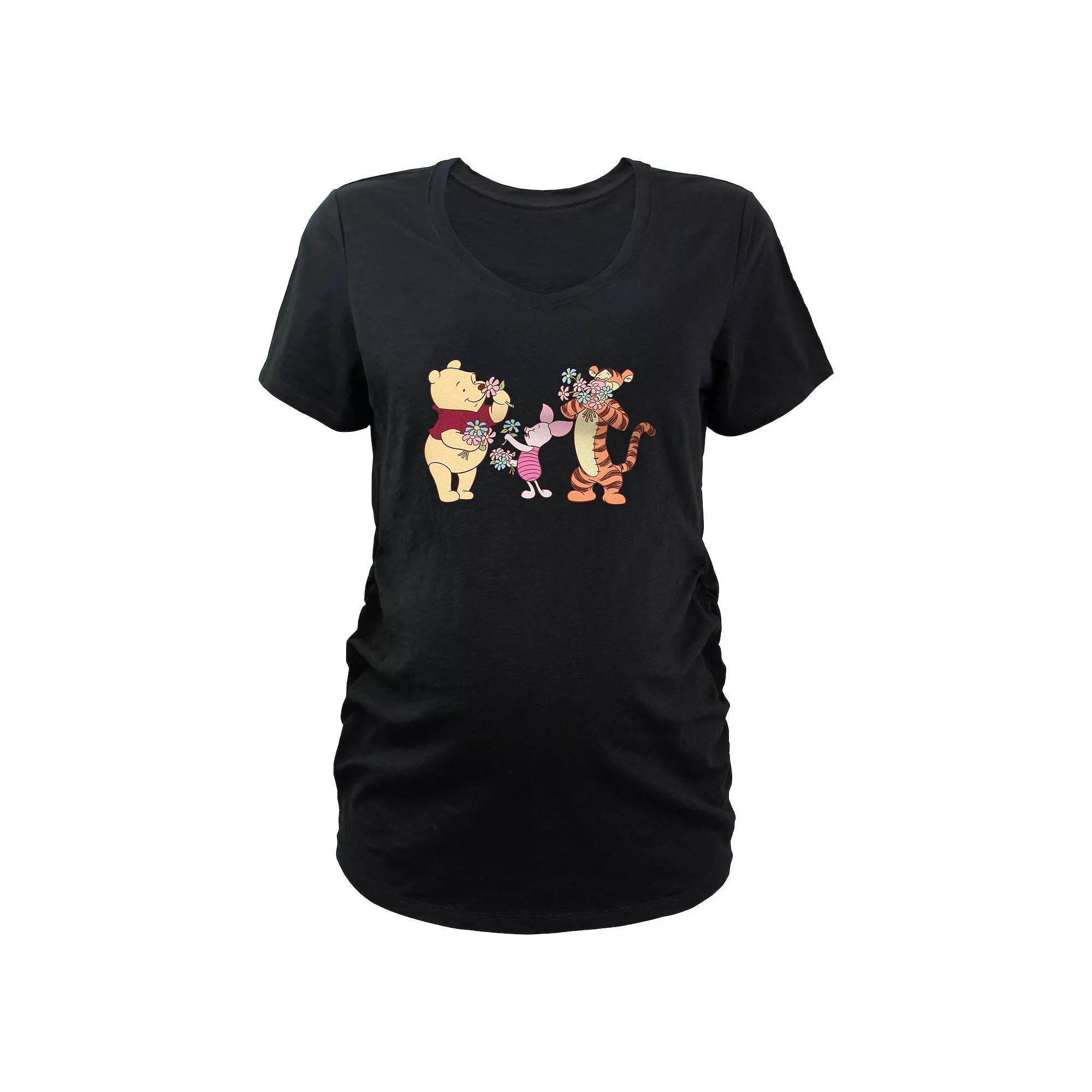 Disney's Winnie The Pooh & Friends Flower Time Maternity Graphic Tee, Women's, Size: Small-Mat, Black Product Image