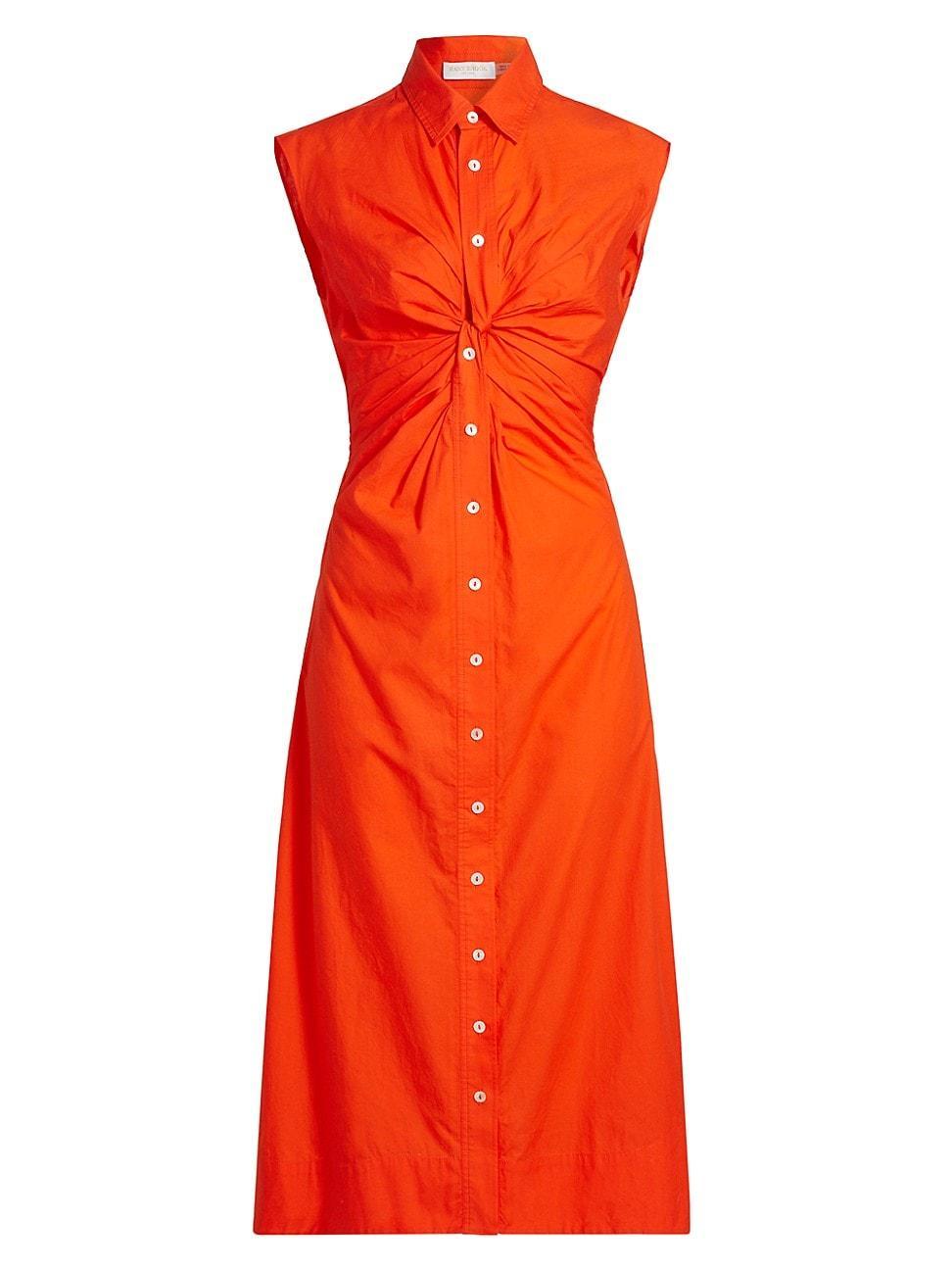 Womens Mihal Sleeveless Cotton Twist-Front Shirtdress Product Image