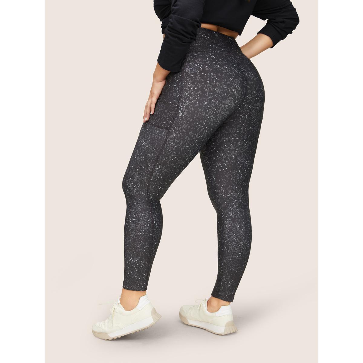 Plus Size Allover Print Zipper Seam Detail High Rise Leggings Women BlackFlower Casual High stretch Skinny High Rise Everyday Leggings BloomChic 10/M Product Image