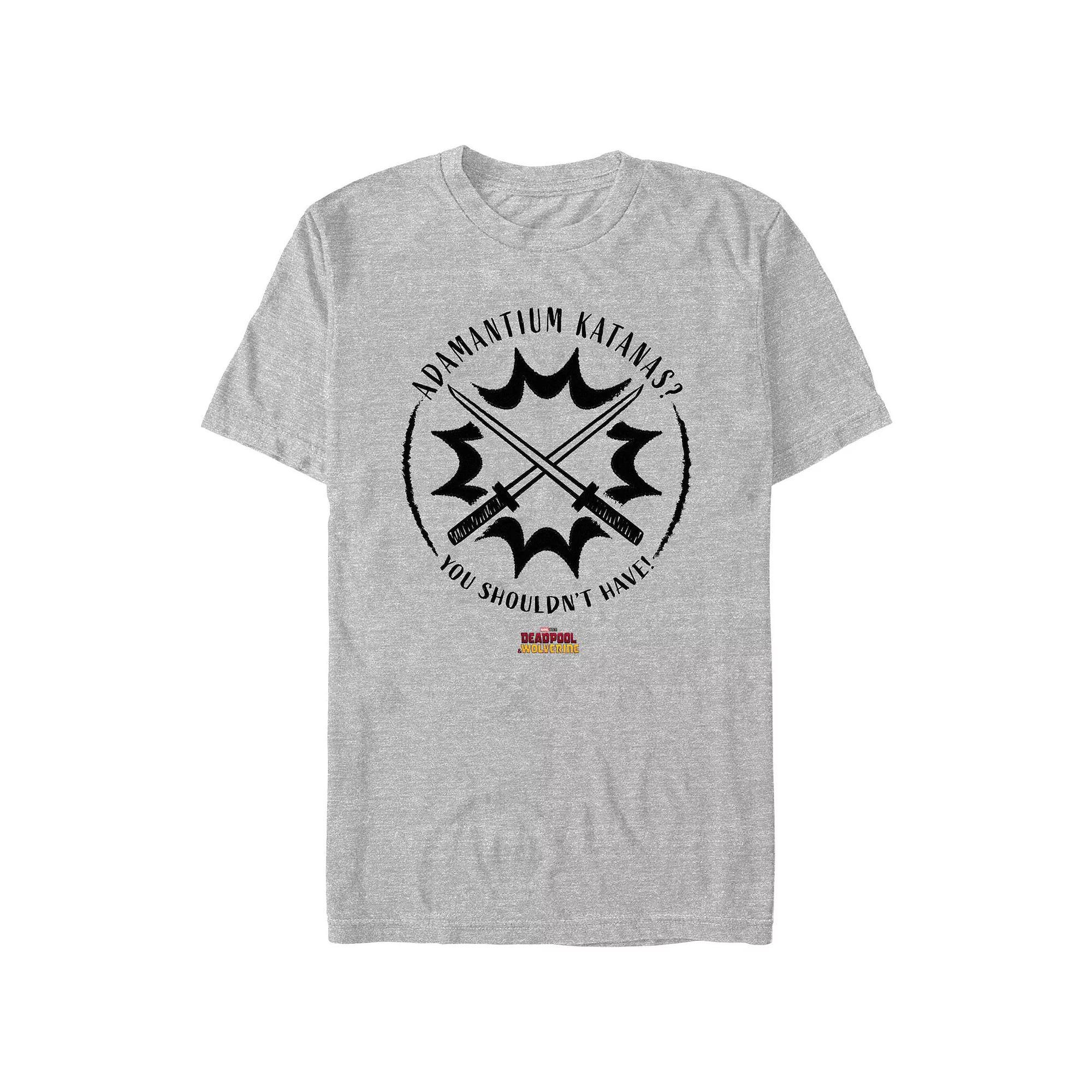 Men's Deadpool And Wolverine Adamantium Katanas Graphic Tee, Size: Large, Athletic Grey Product Image