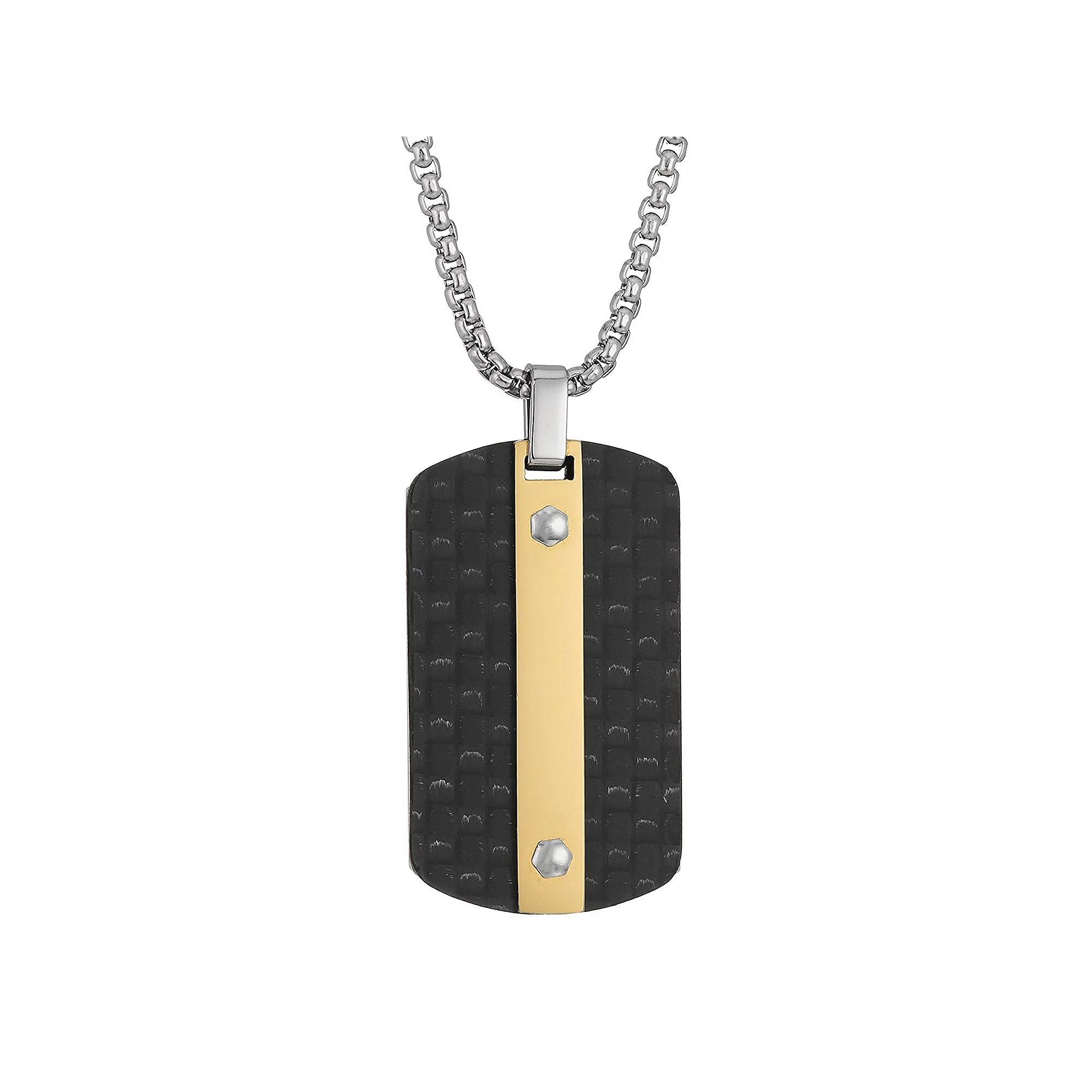 Men's LYNX Gold Tone Stainless Steel Dog Tag Pendant Necklace, Size: 24", Two Tone Product Image