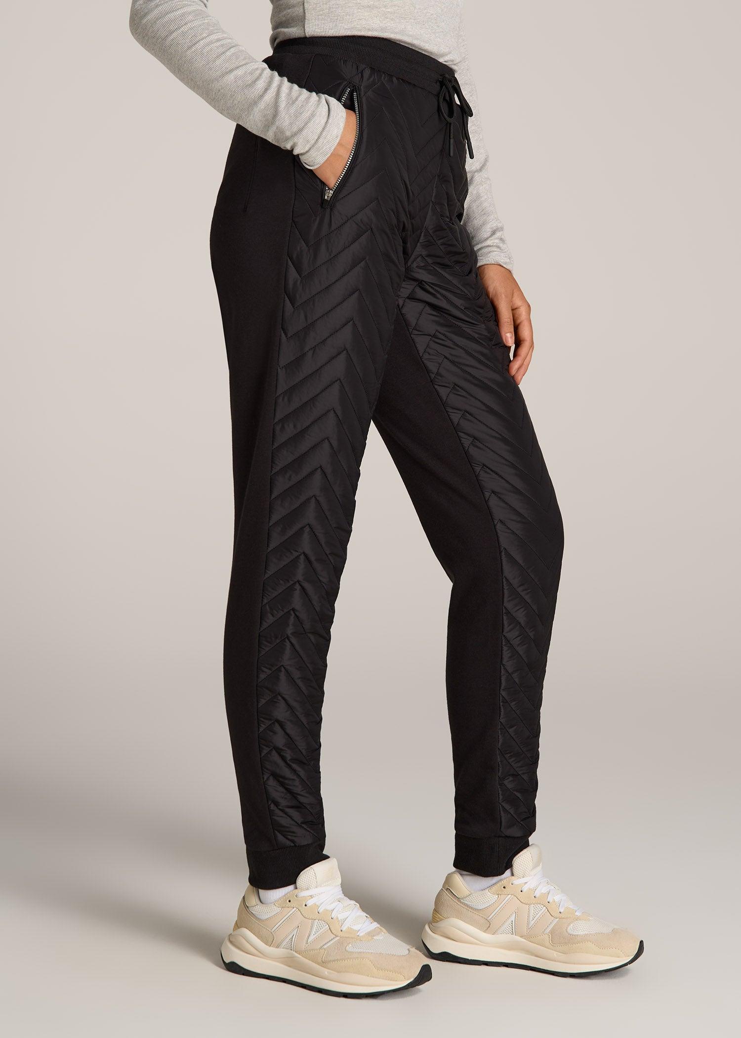 Quilted Joggers for Tall Women in Black Product Image