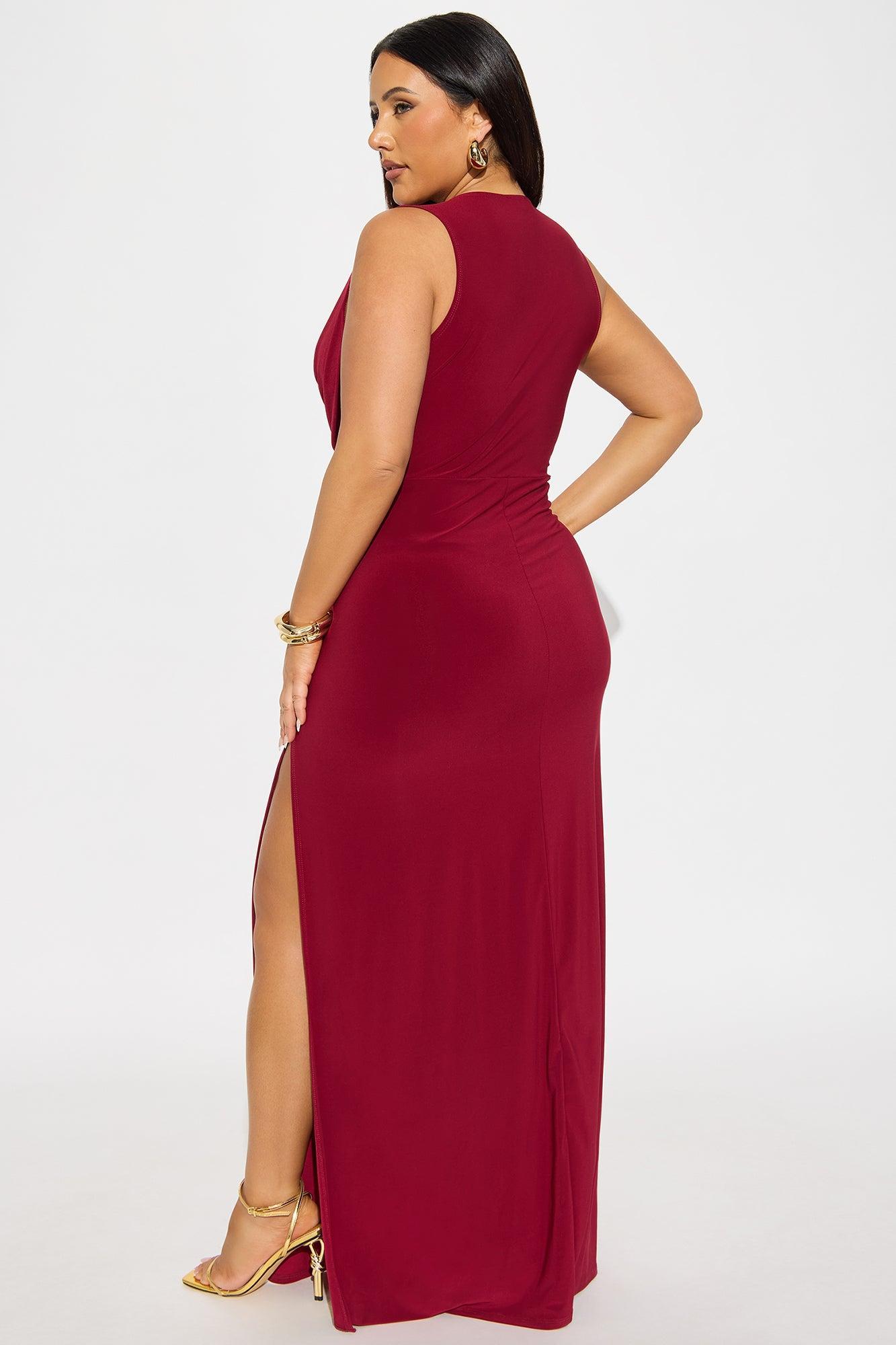 Jayleen Strappy Cowl Neck Maxi Dress - Burgundy Female Product Image
