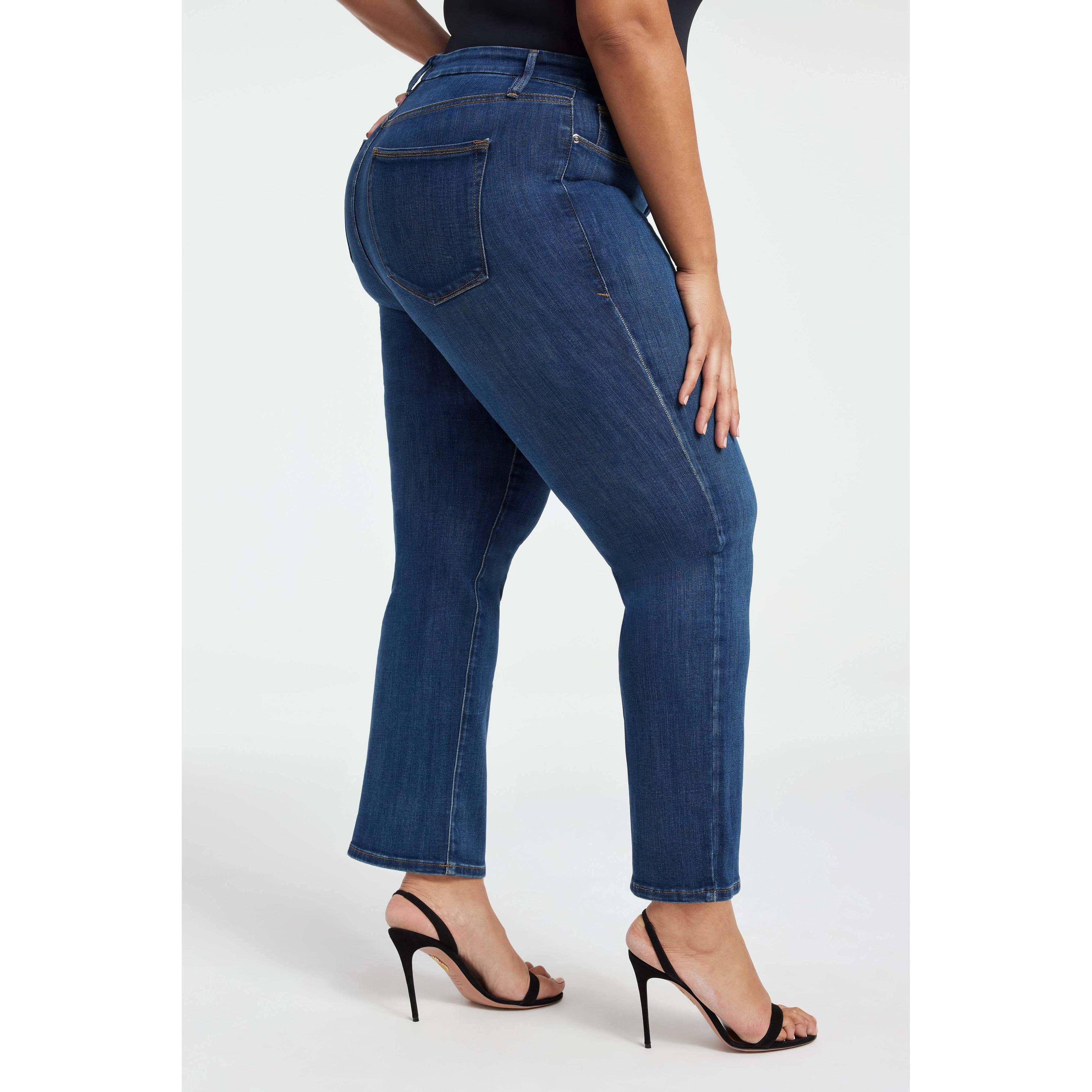 Good American Good Leg High Rise Straight Stretch Denim Jeans Product Image