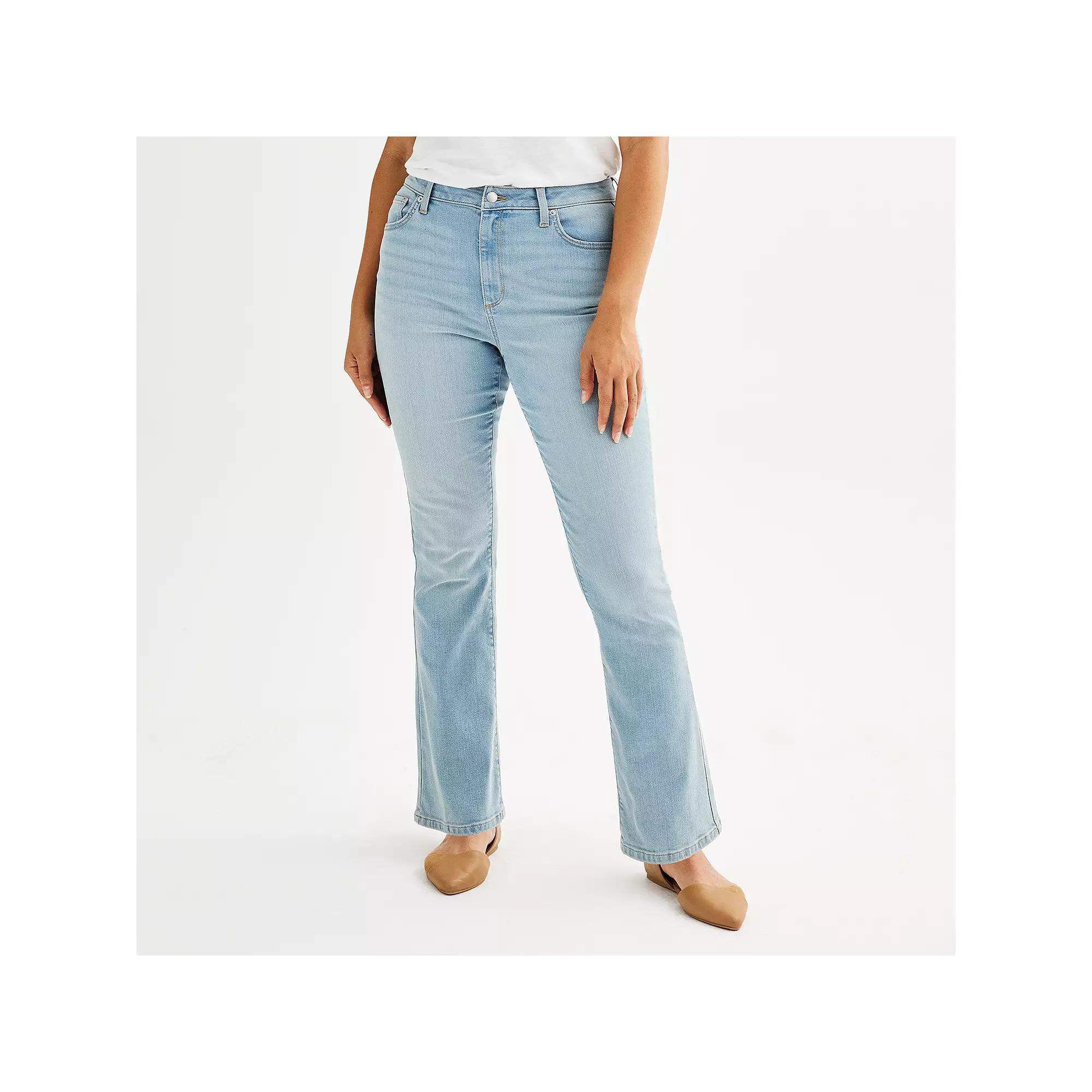 Womens Sonoma Goods For Life High Rise Curvy Bootcut Jeans Light Blue Product Image