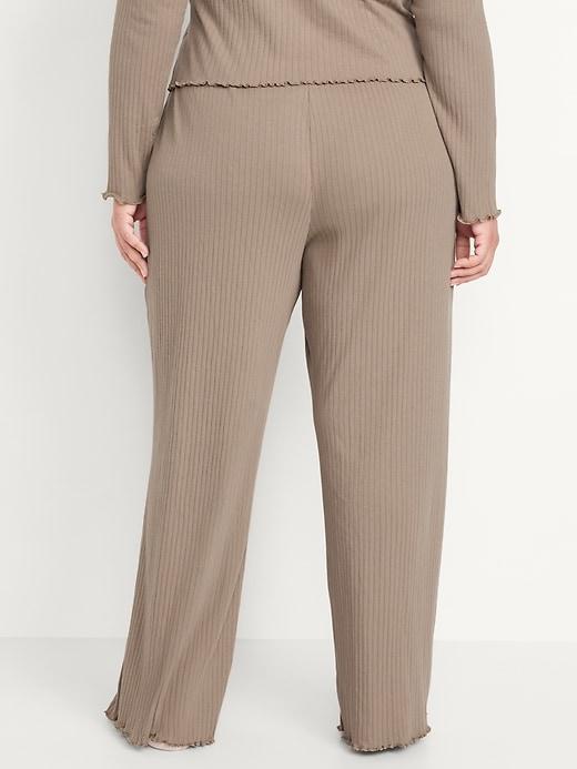 High-Waisted Ribbed Pajama Pants Product Image