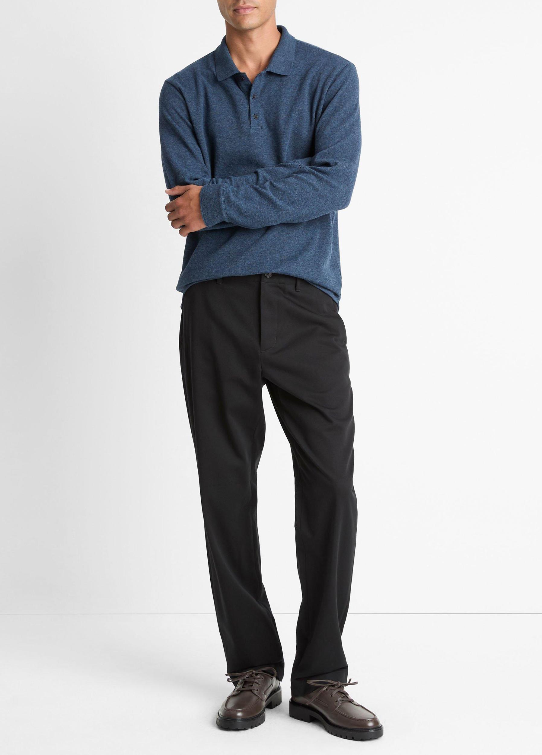 Heathered Double-Face Cotton-Blend Polo Shirt Product Image