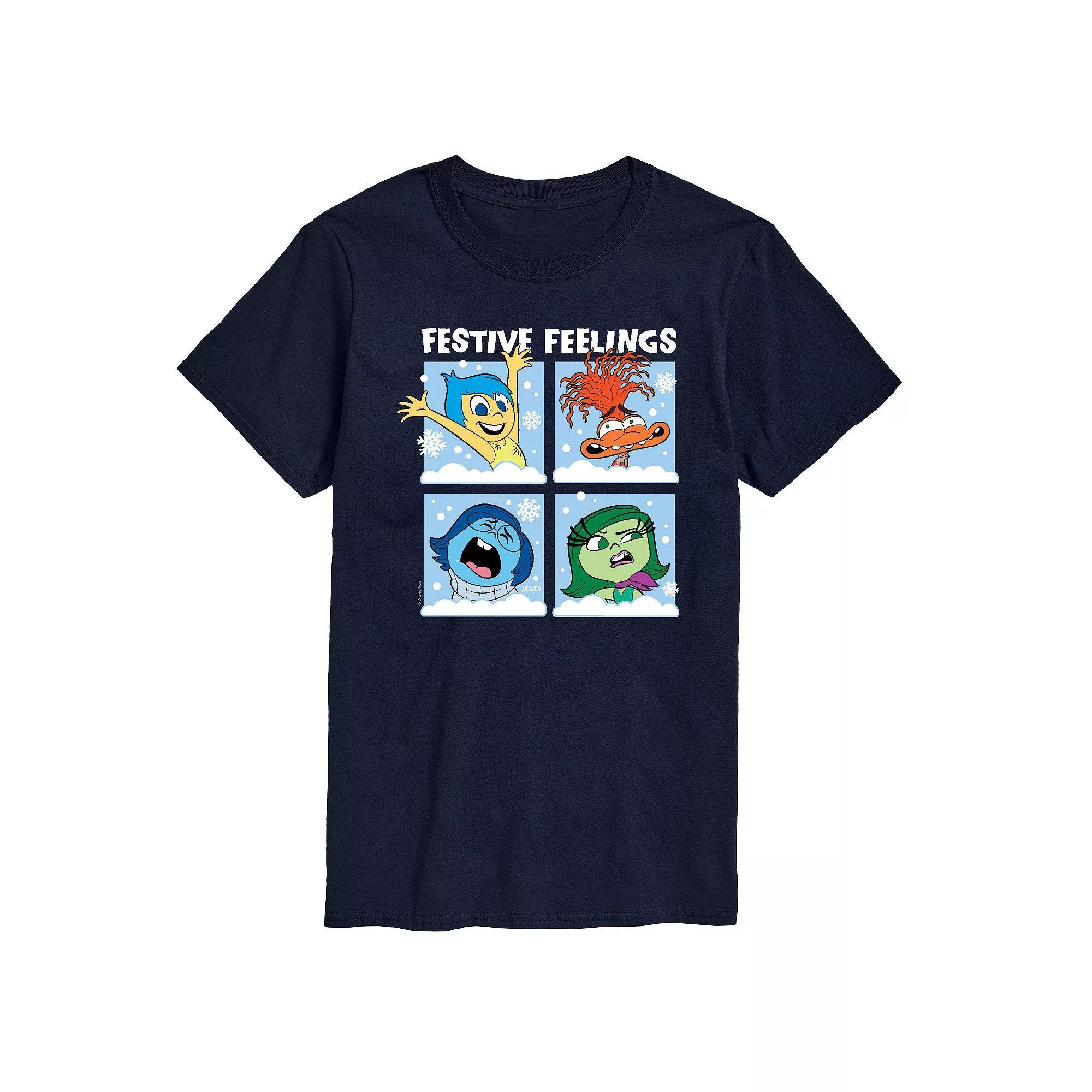Disney / Pixars Inside Out 2 Big & Tall Festive Feelings Graphic Tee, Mens Blue Product Image