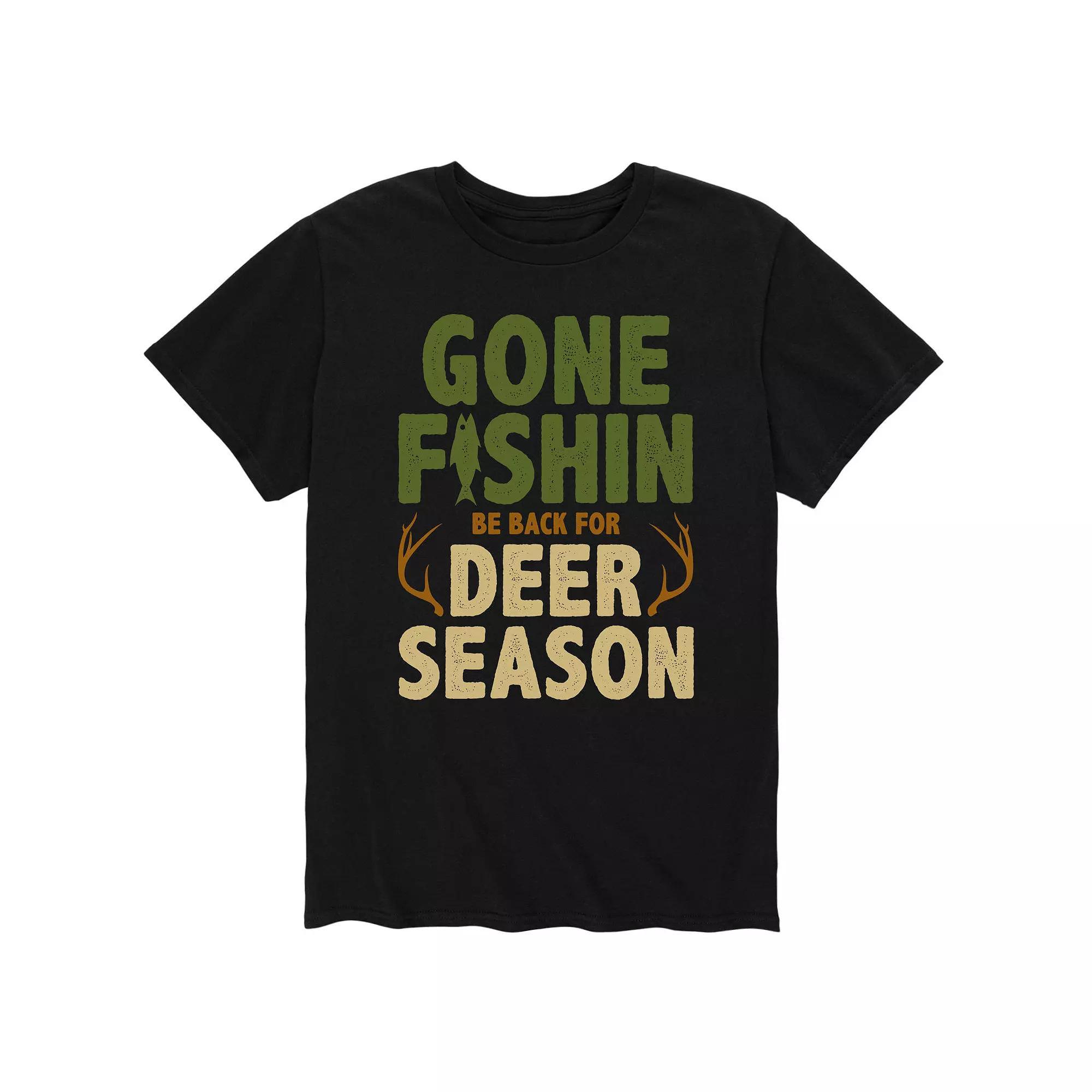 Men's "Gone Fishin Be Back For Deer Season" Tee, Size: Medium, Black Product Image