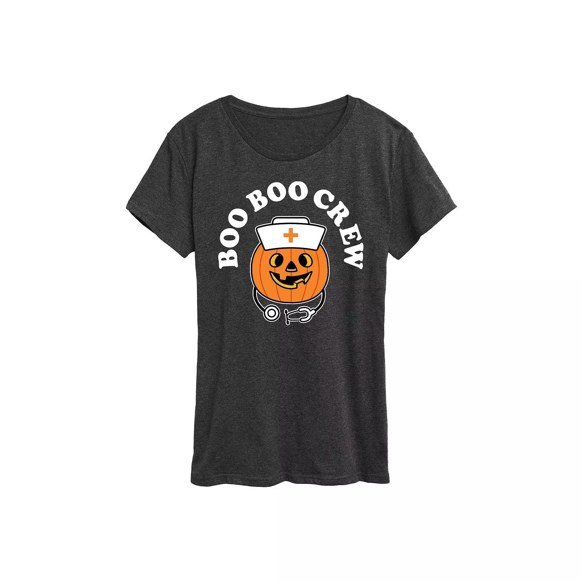 Womens Boo Boo Crew Halloween Tee, Girls Grey Gray Product Image