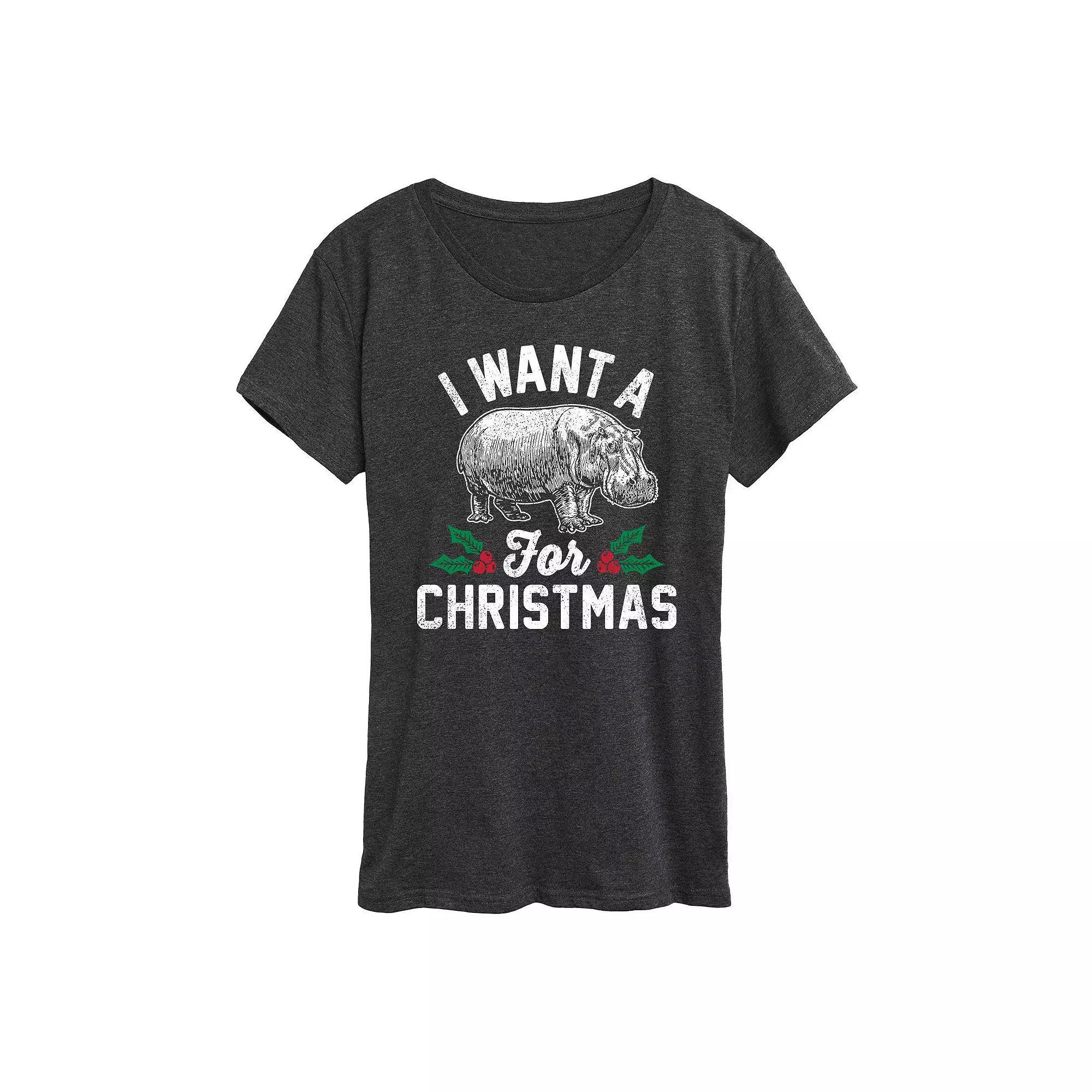 Plus I Want A Hippopotamus Graphic Tee, Womens Grey Gray Product Image