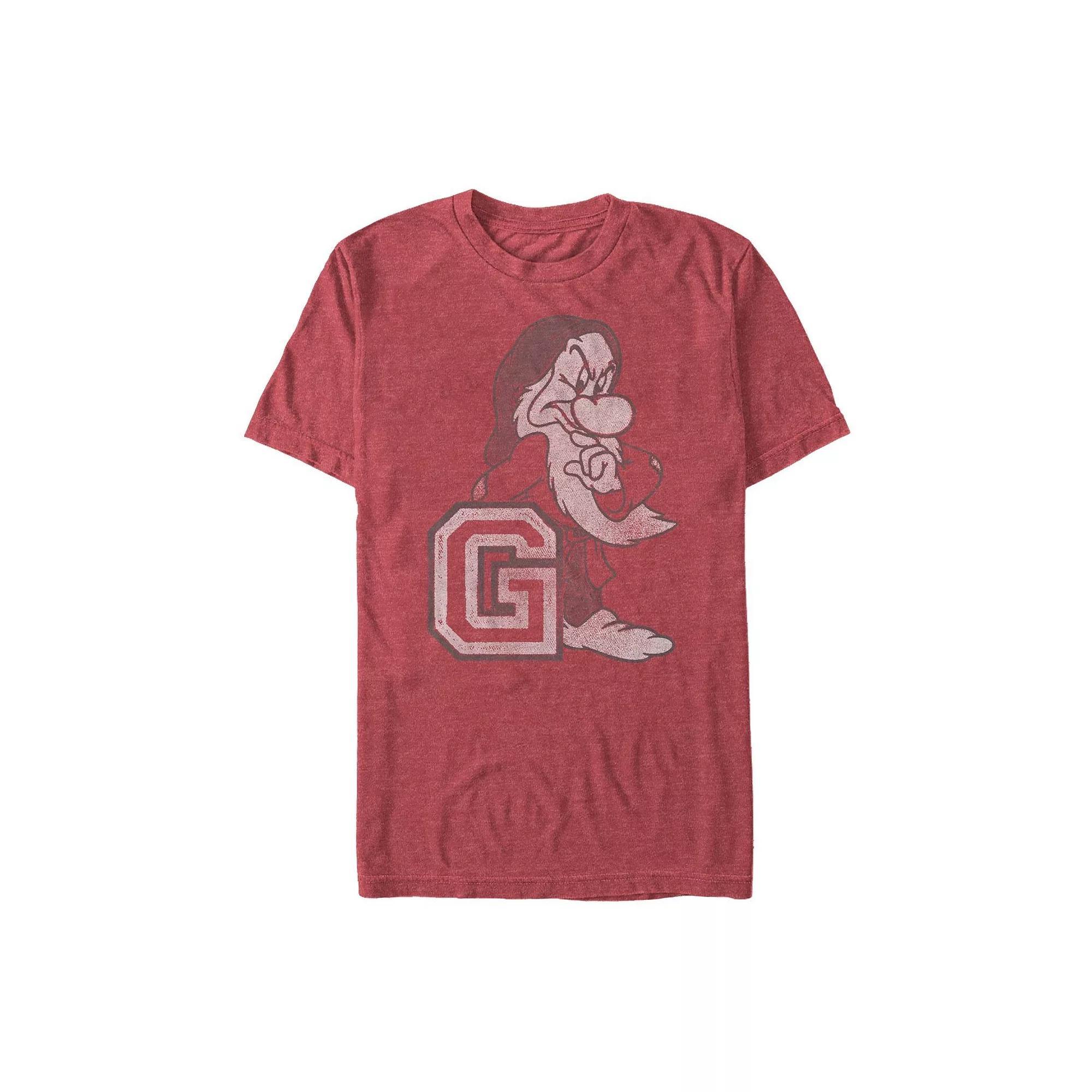 Mens Snow White and the Seven Dwarves Grumpy Tee Red Grey Product Image