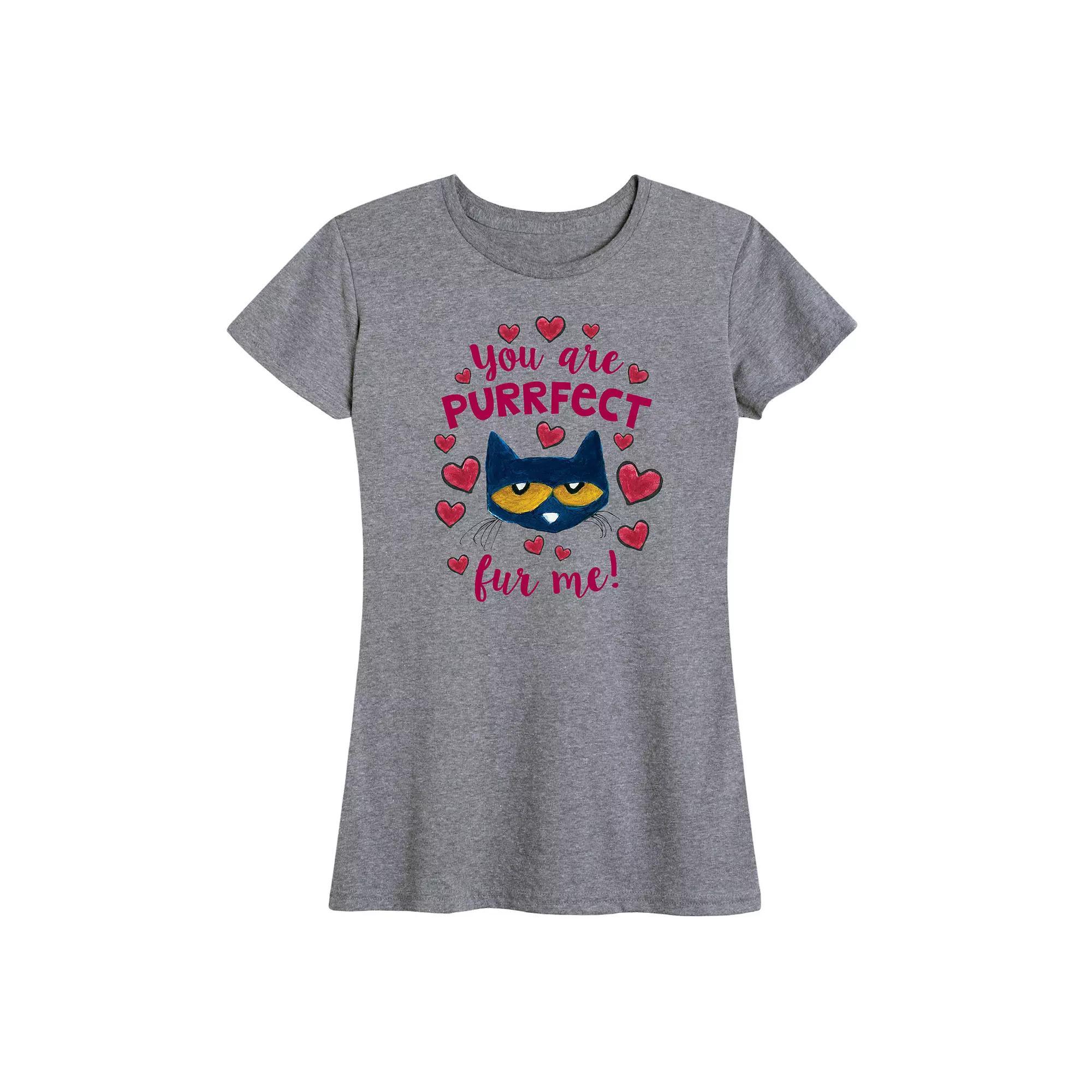 Womens Pete The Cat Pete You Are Purrfect Fur Me Graphic Tee Grey Gray Product Image
