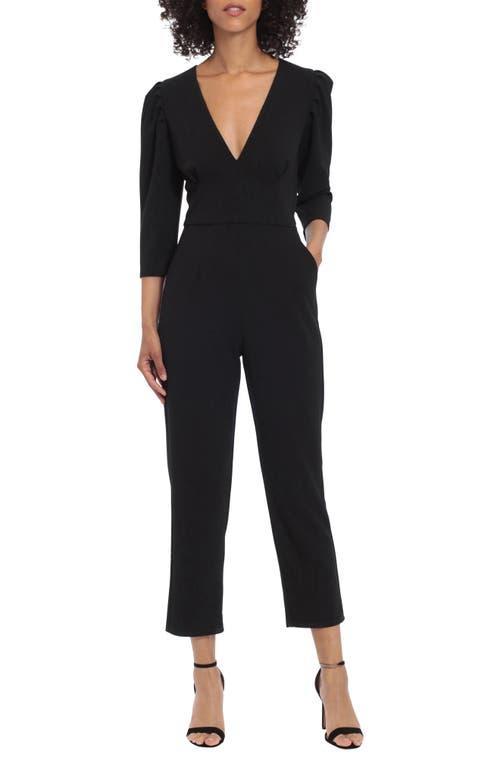 Donna Morgan Stretch Deep V-Neck 34 Sleeve Jumpsuit Product Image