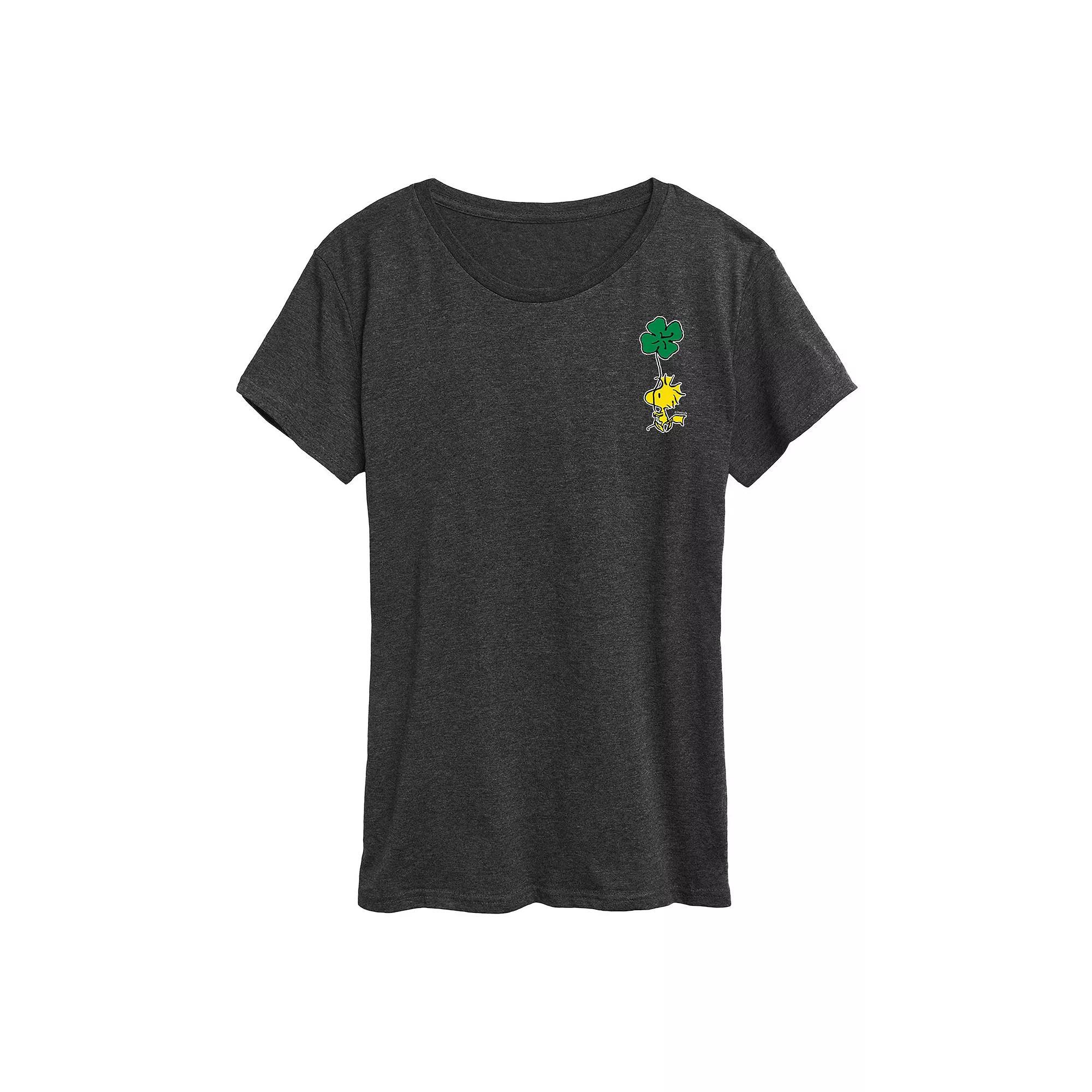 Womens Peanuts Woodstock Clover Graphic Tee Heather Grey Product Image