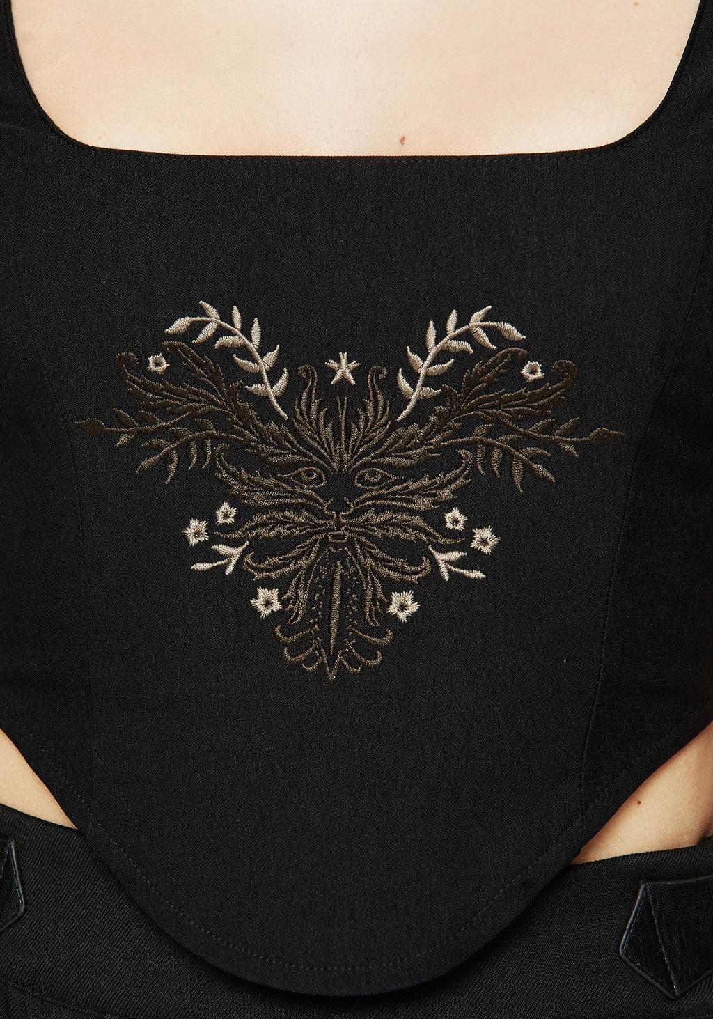 Foliate Floral Embroidered Corset Top Product Image