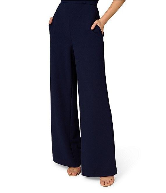 Aidan Mattox Crepe Beaded Strapless Neck Sleeveless Wide Leg Jumpsuit Product Image