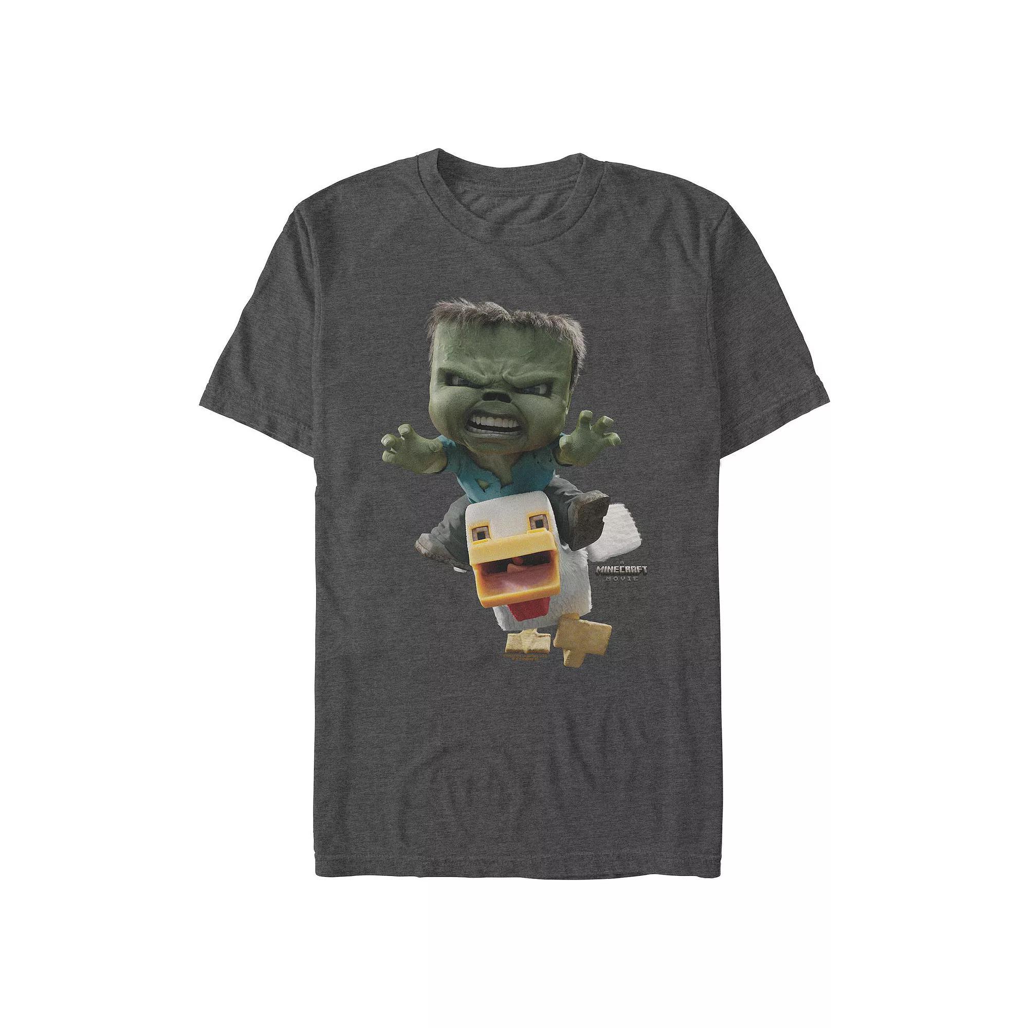 Men's Minecraft Chicken Jockey Attack Graphic Tee, Size: Medium, Athletic Grey Product Image