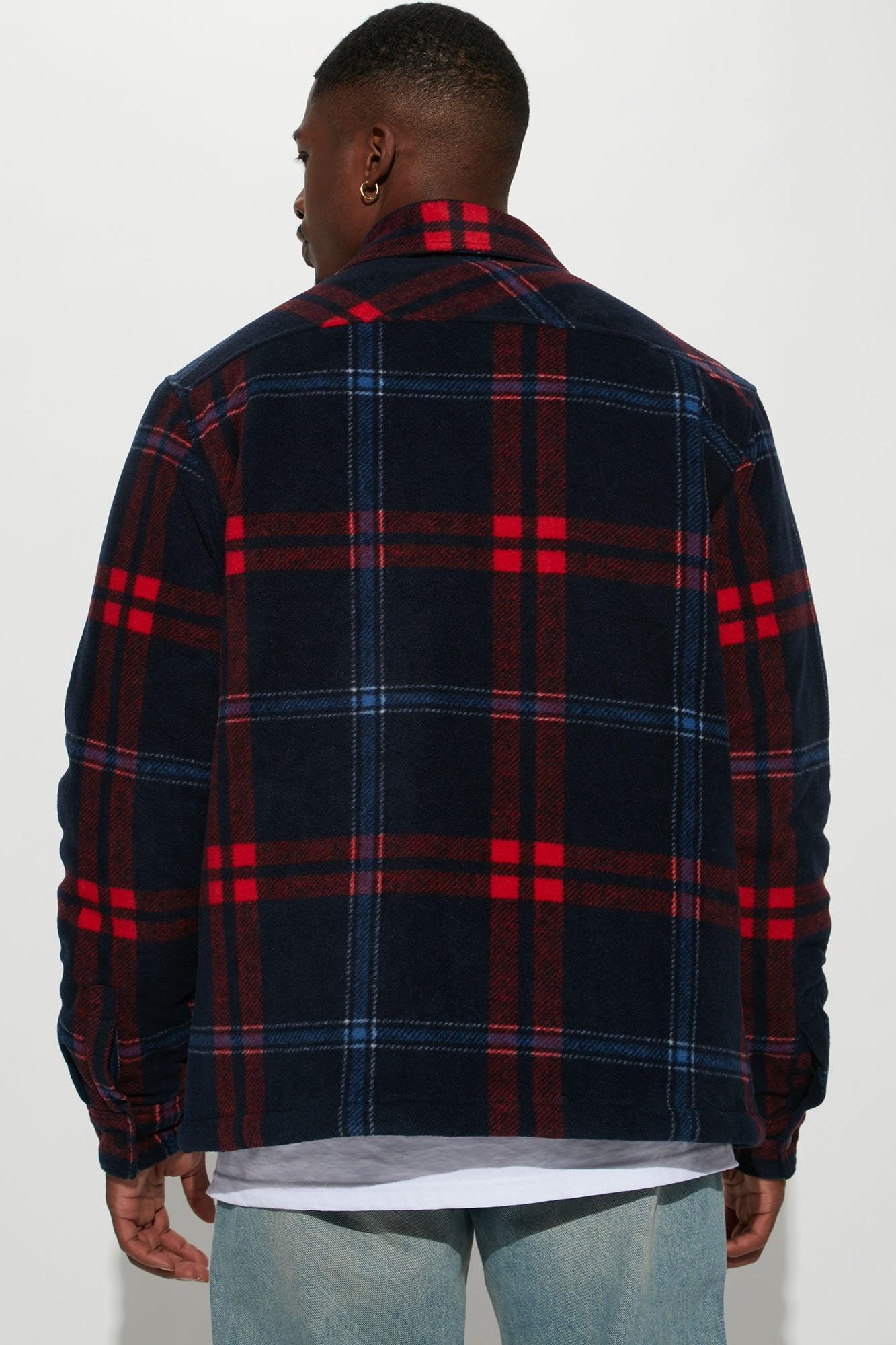 New Look Flannel Shacket - Navy/Red Product Image