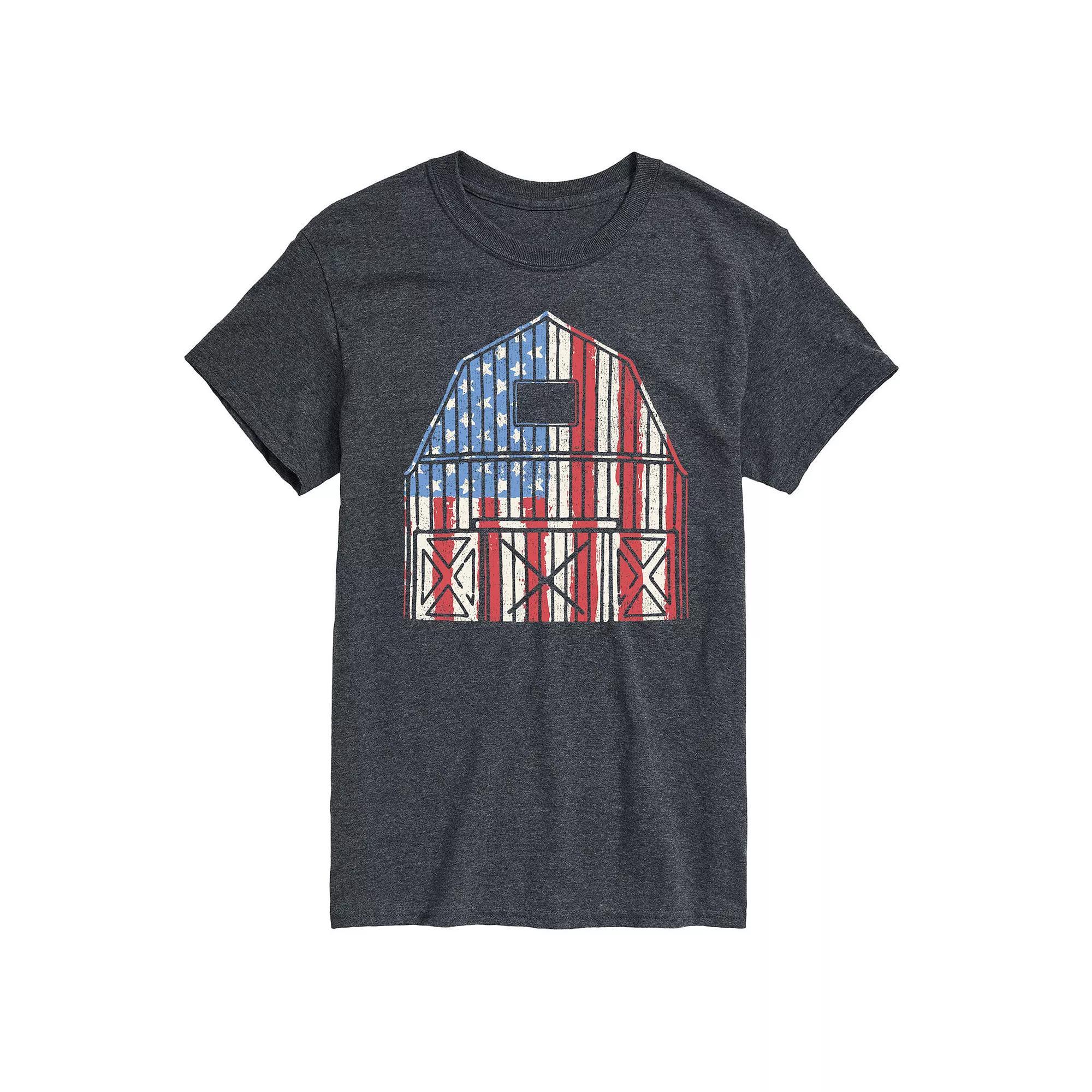 Mens USA Barn Graphic Tee. Heather Grey Product Image