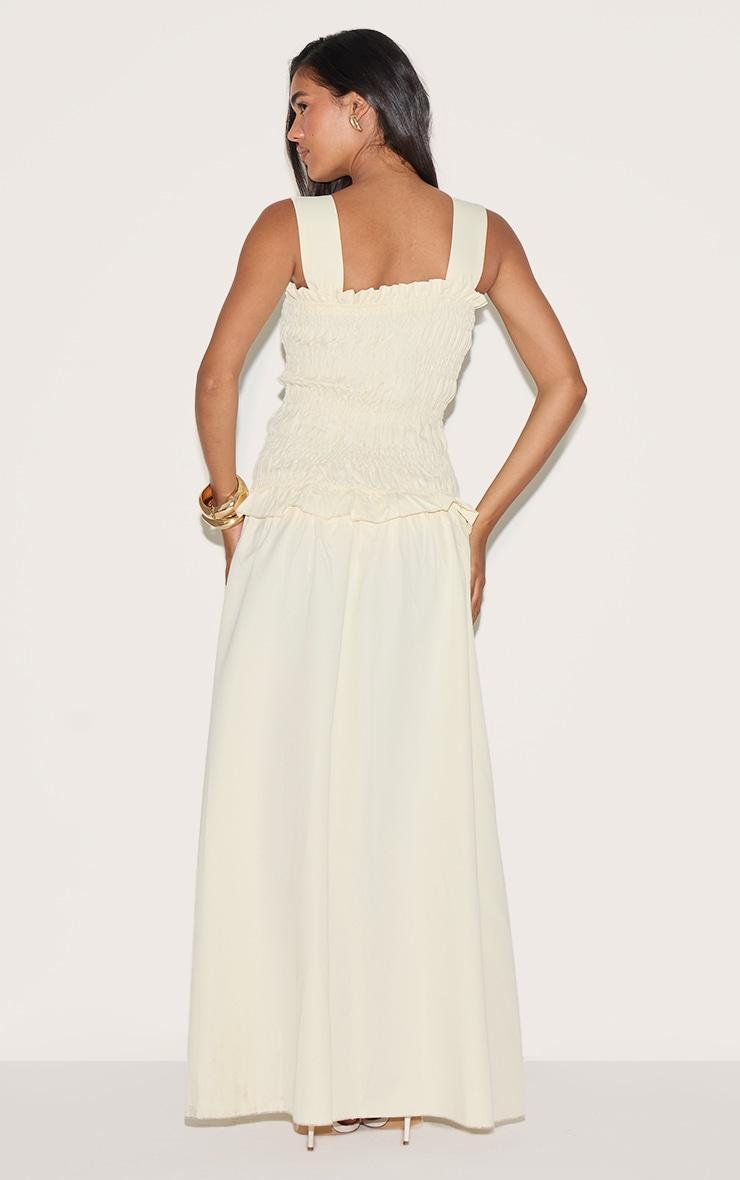 Butter Yellow Shirred Frill Detail Maxi Dress Product Image