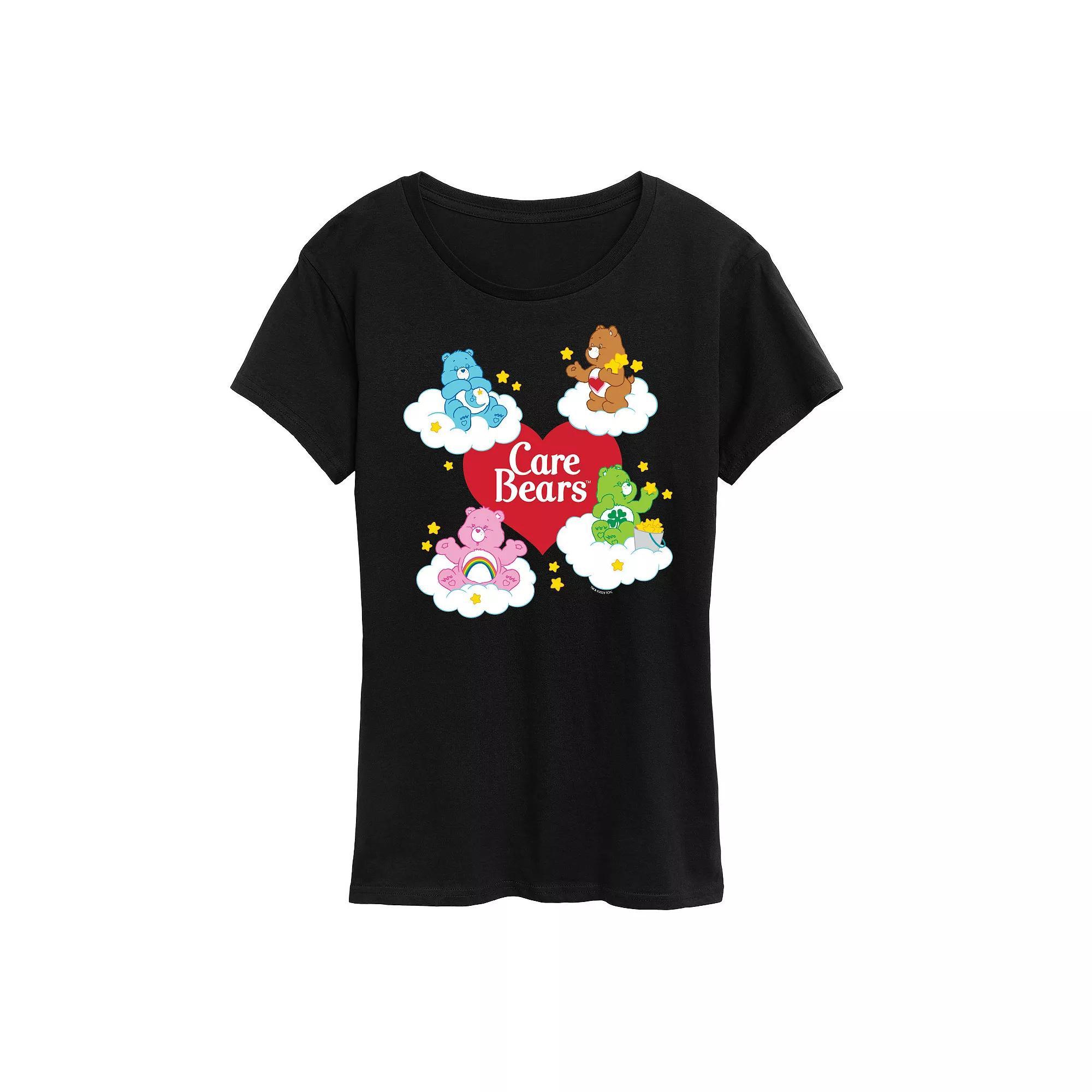 Womens Care Bears Heart And Bear Logo Graphic Tee Grey Blue Product Image
