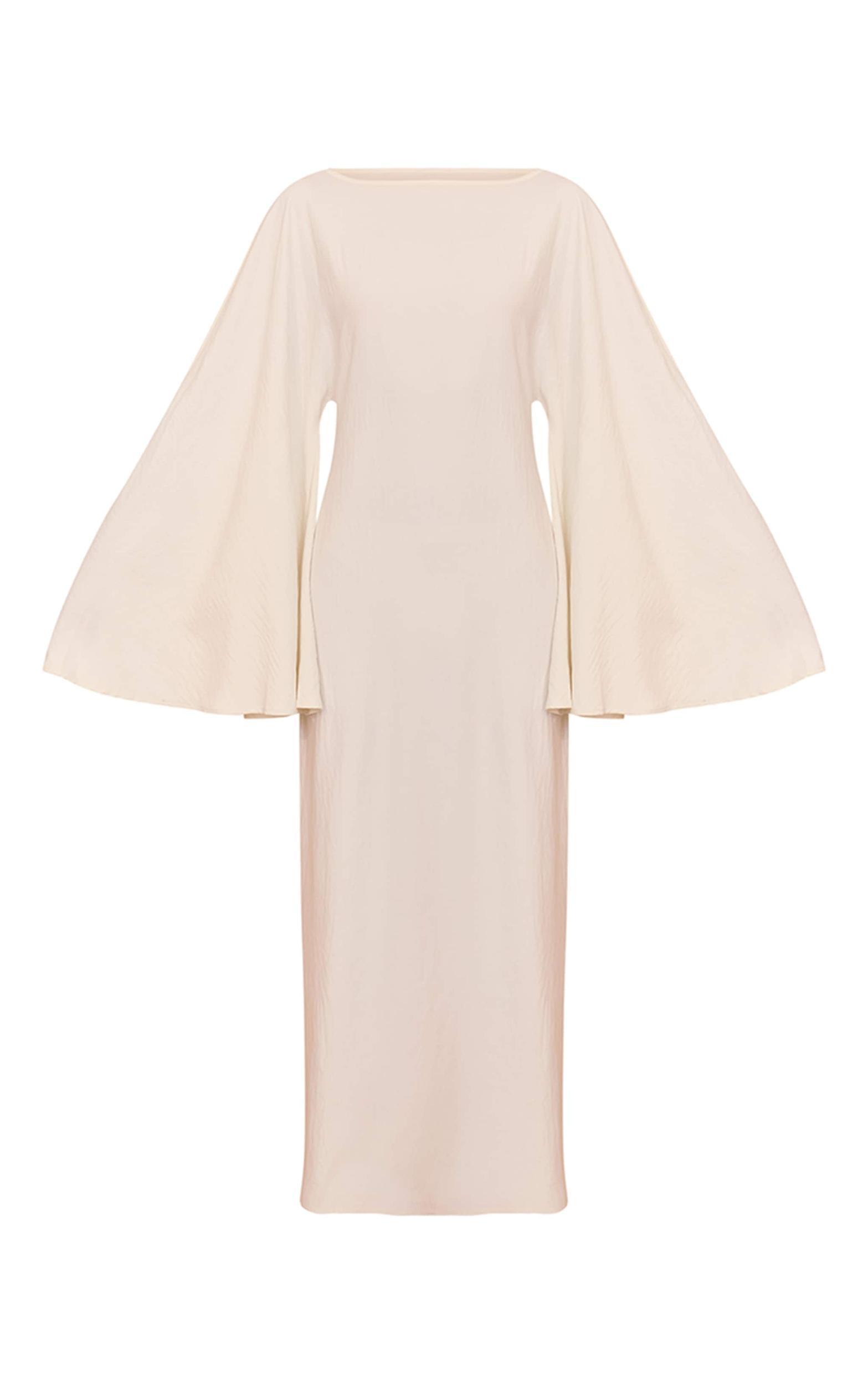 Cream Floaty Woven Flared Sleeve Maxi Dress Product Image