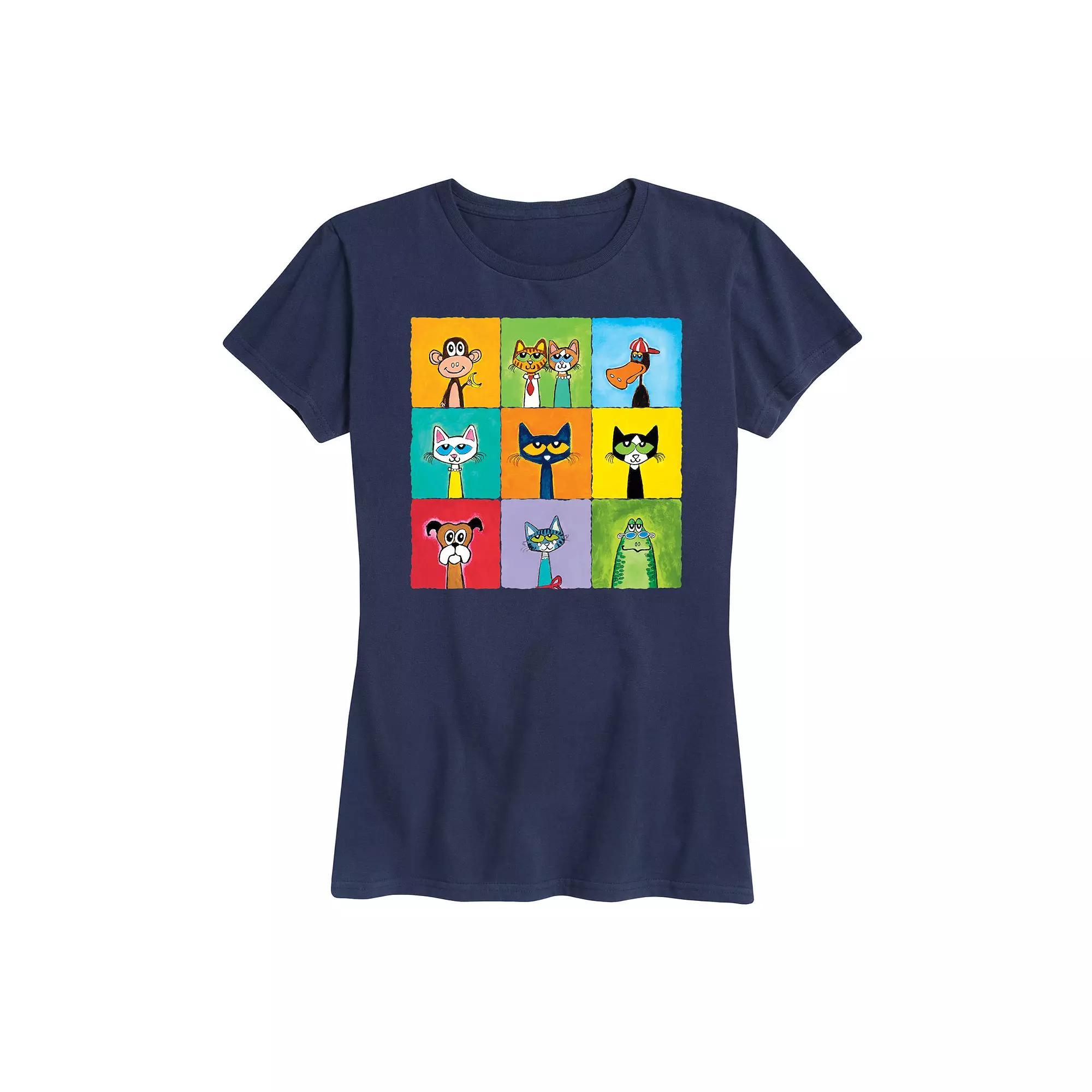 Womens Pete The Cat Family & Friends Collage Graphic Tee, Girls Blue Product Image