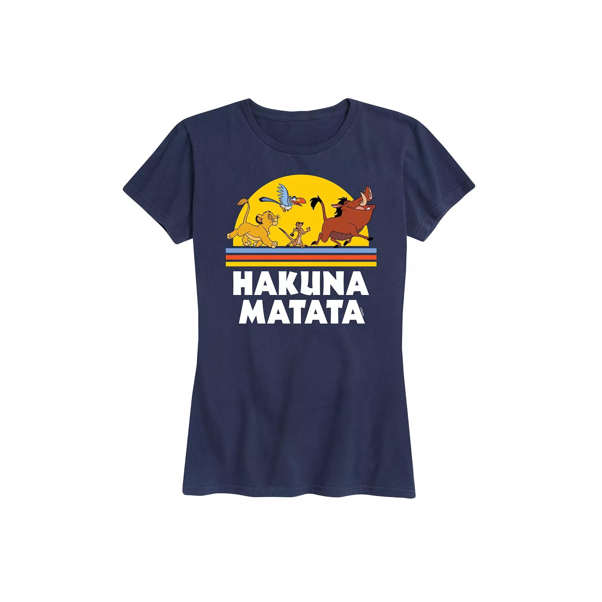 Disneys Lion King Womens Hakuna Matata Sunset Graphic Tee Blue Product Image