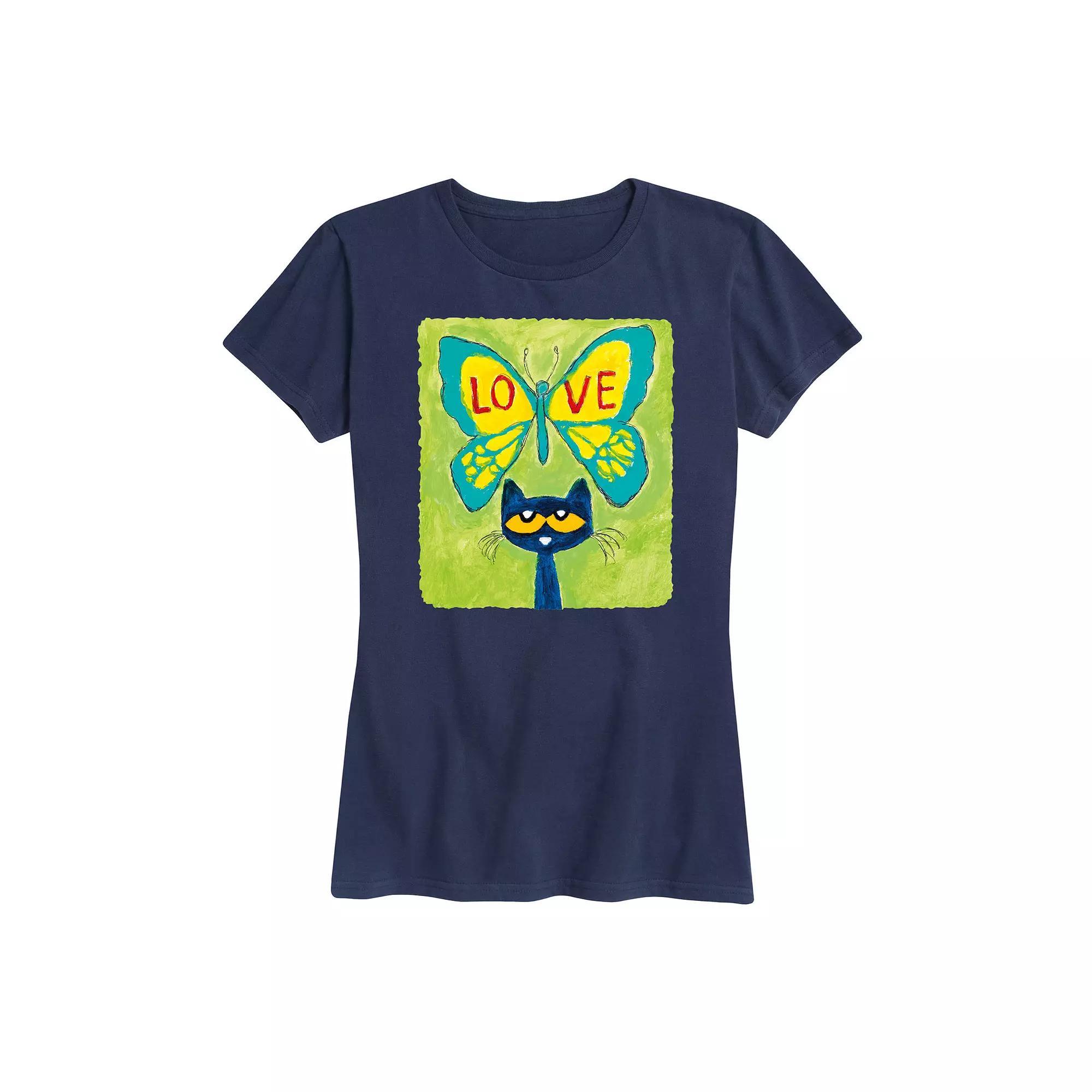 Womens Pete The Cat Meow Graphic Tee, Girls Blue Product Image