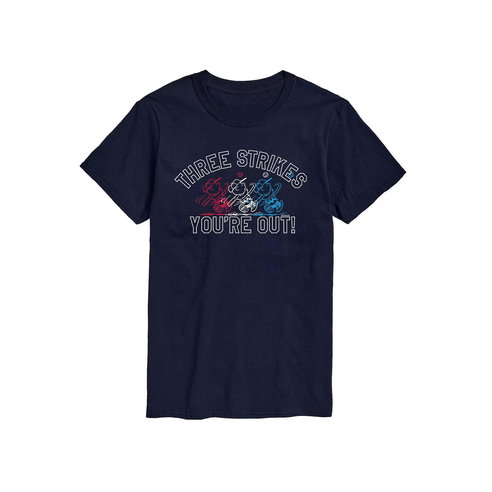 Mens Peanuts Three Strikes Tee Blue Product Image