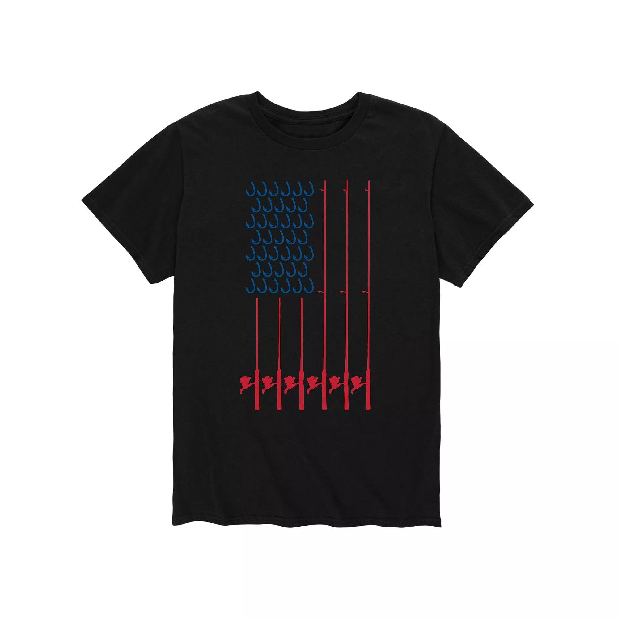 Men's Fishing Pole Flag Tee, Size: Small, Gray Product Image